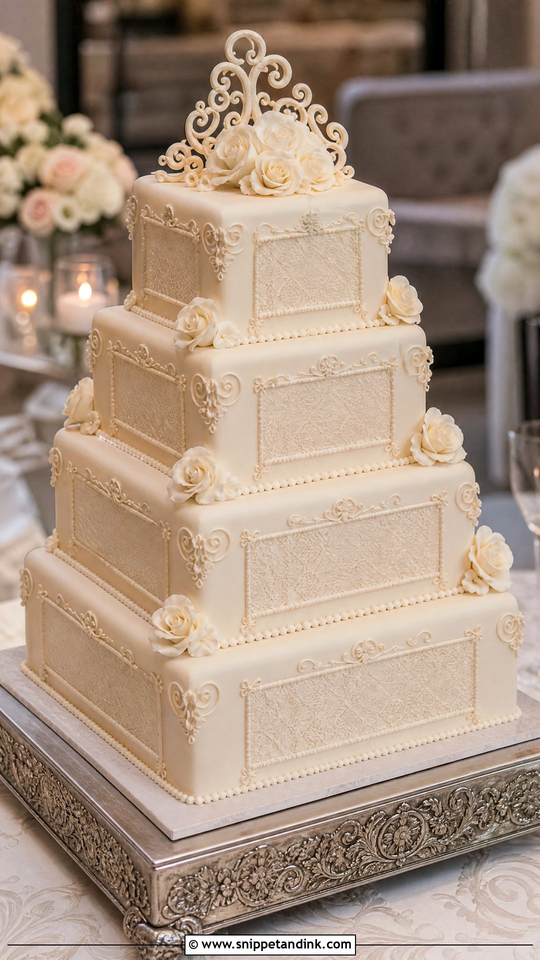 Vintage Square Wedding Cake - Snippet and Ink - 20 Vintage Wedding Cakes