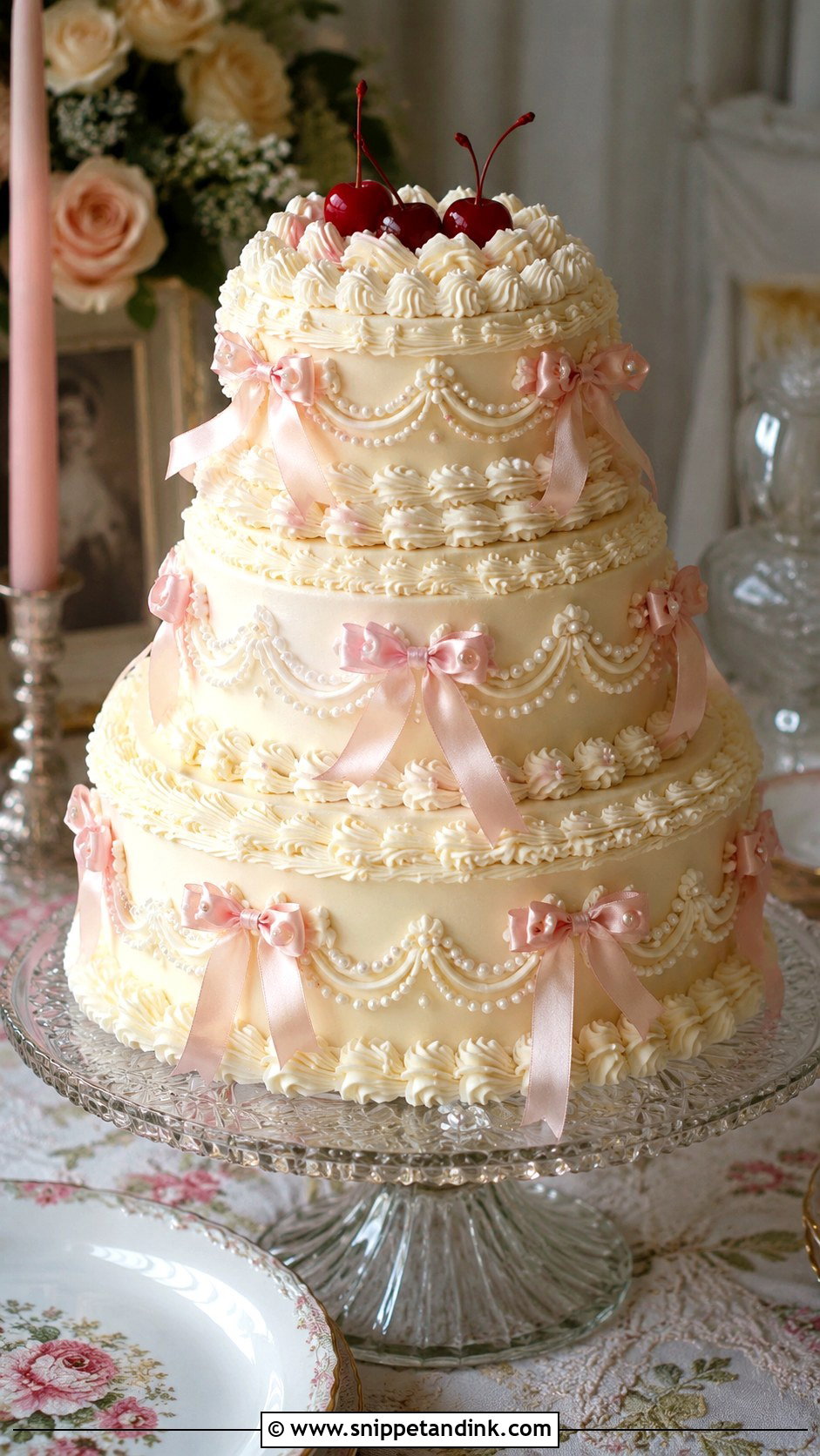 Vintage Stacked Wedding Cake - Snippet and Ink - 20 Stacking Wedding Cakes Ideas