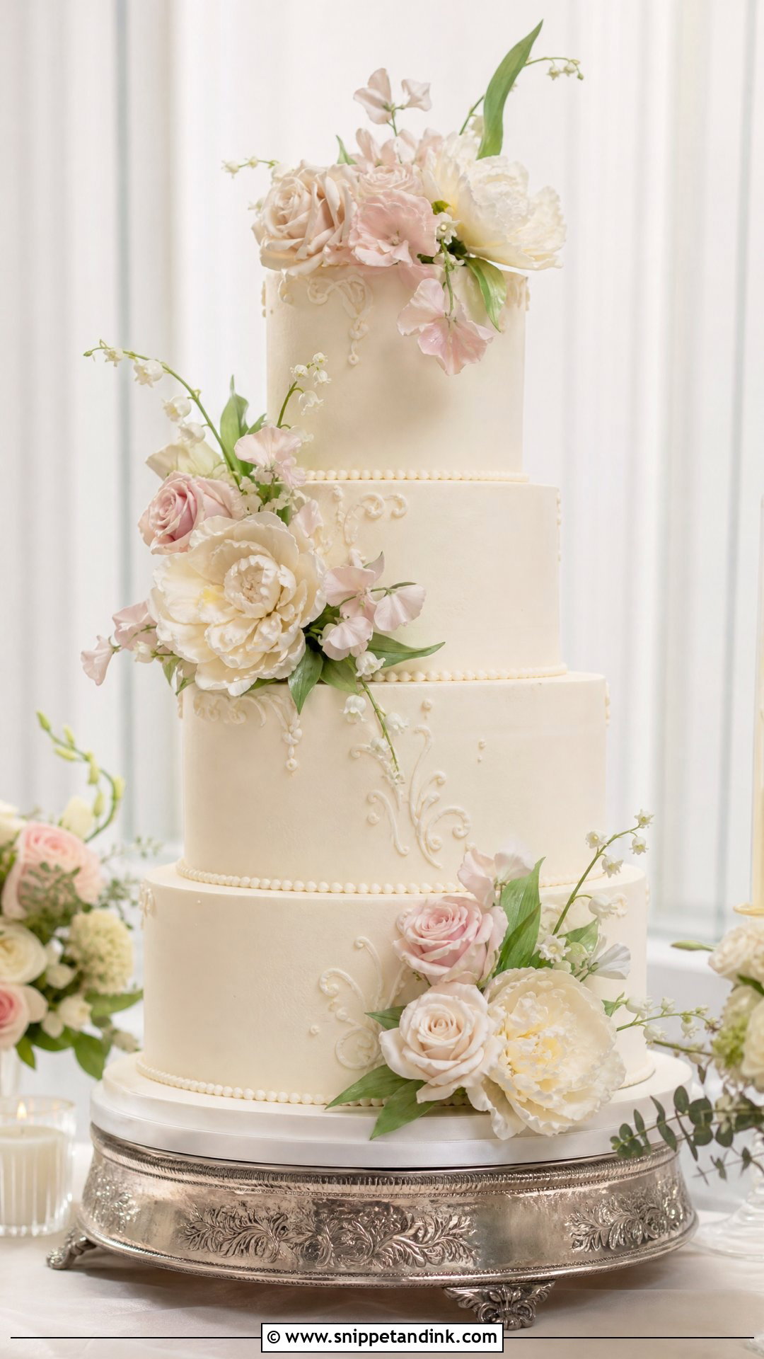 Vintage Sugar Flower Wedding Cake - Snippet and Ink - 30 Vintage Wedding Cake Ideas