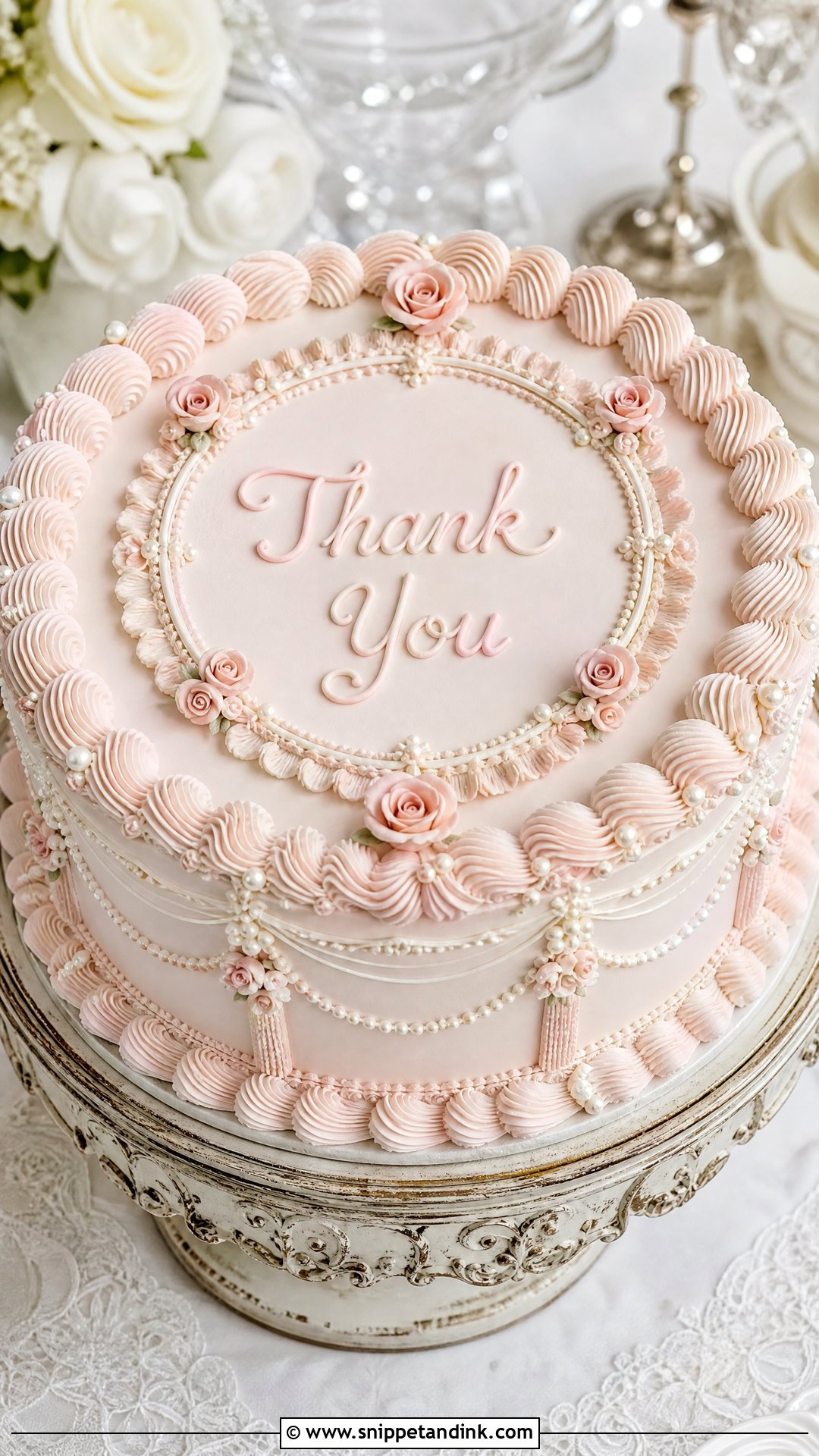 Vintage Thank You Wedding Cake - Snippet and Ink - 20 Thank You Cake Design Ideas for Wedding
