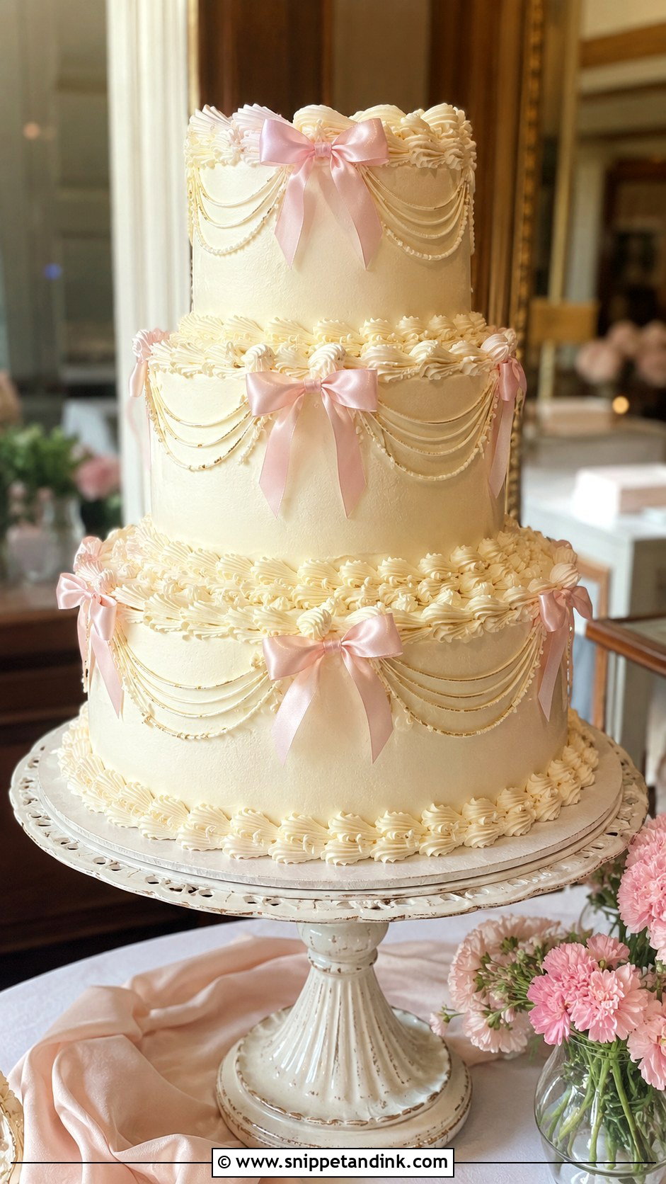 Vintage Tiered Wedding Cake - Snippet and Ink - 30 Tiered Wedding Cake Ideas