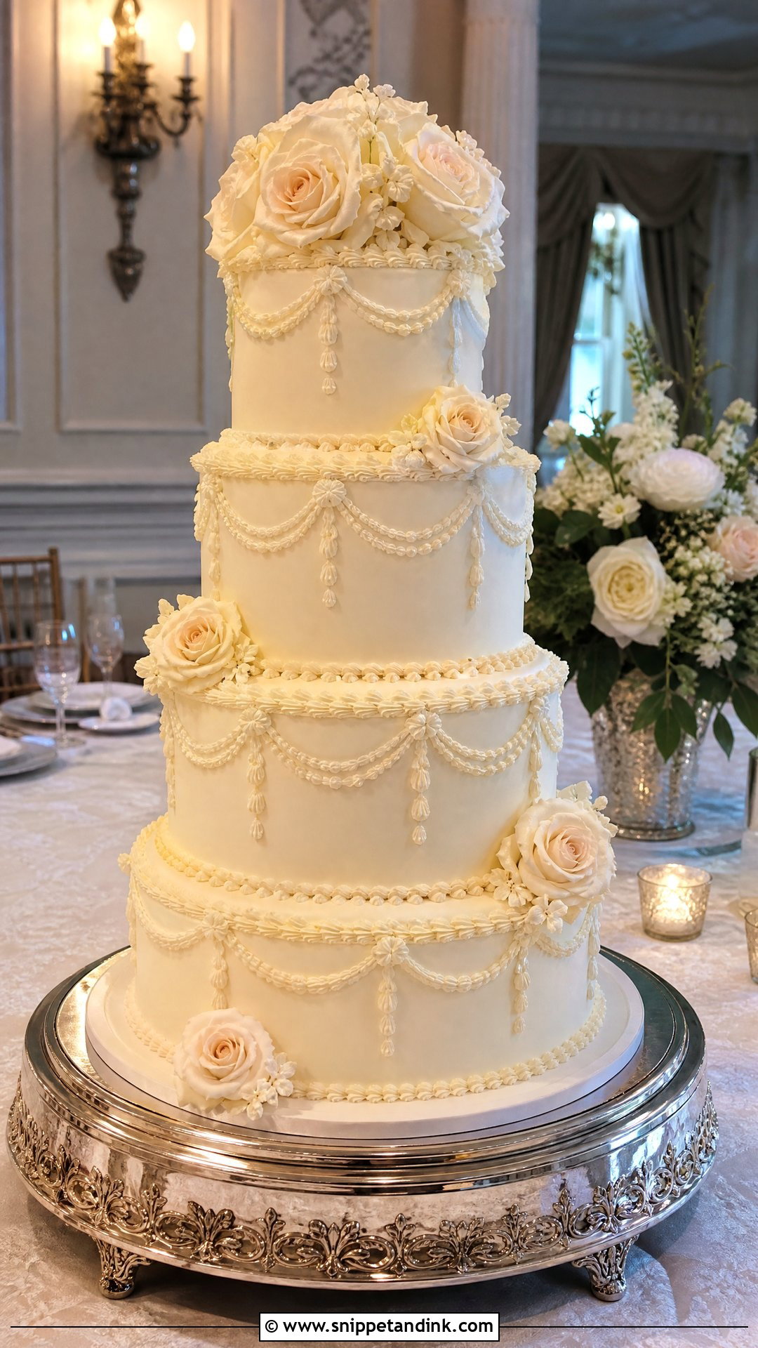 Vintage Tiered Wedding Cake - Snippet and Ink - 30 Vintage Wedding Cake Ideas