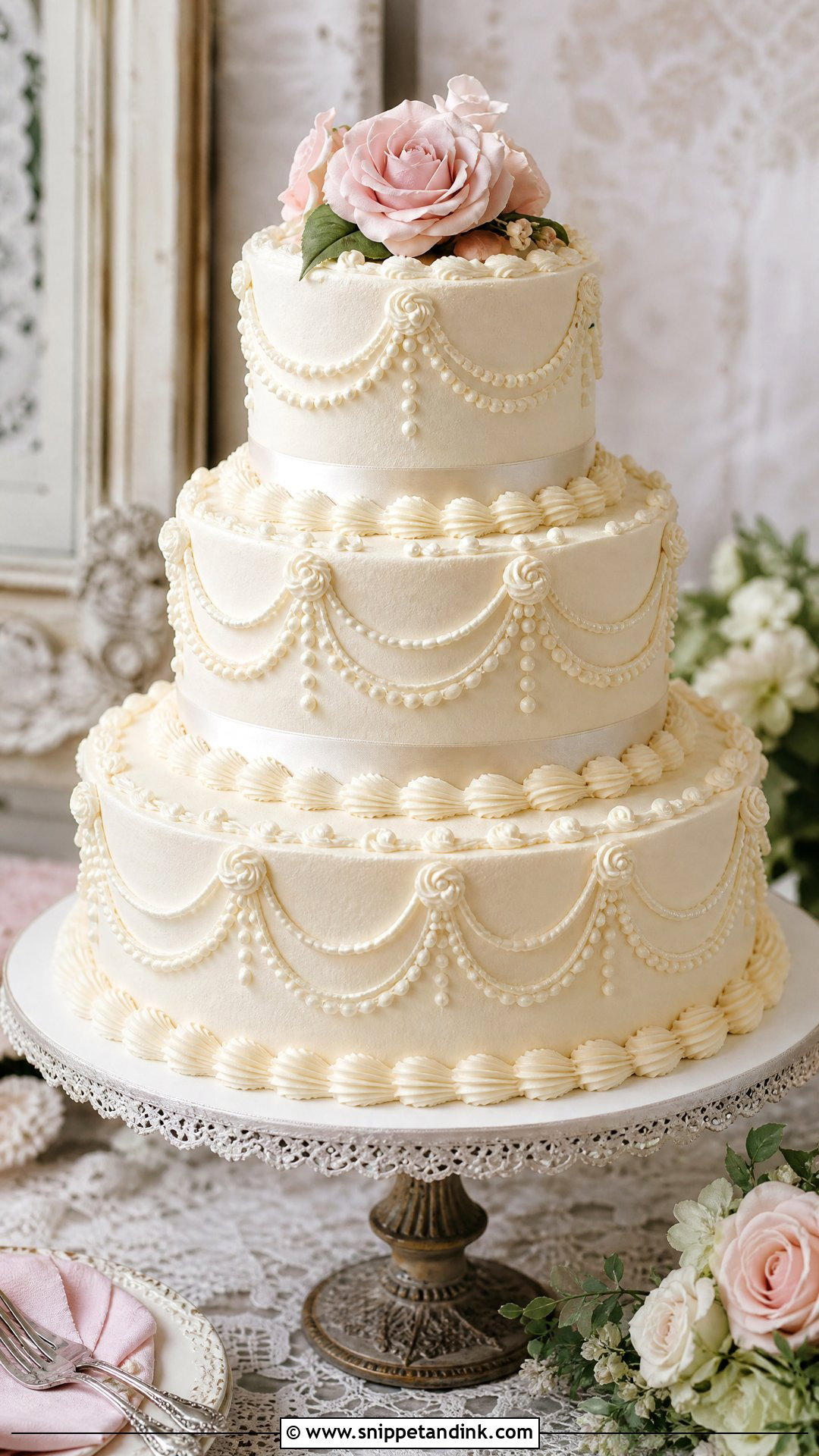 Vintage Tiered Wedding Cake - Snippet and Ink - 20 Tier Cake Designs for Wedding