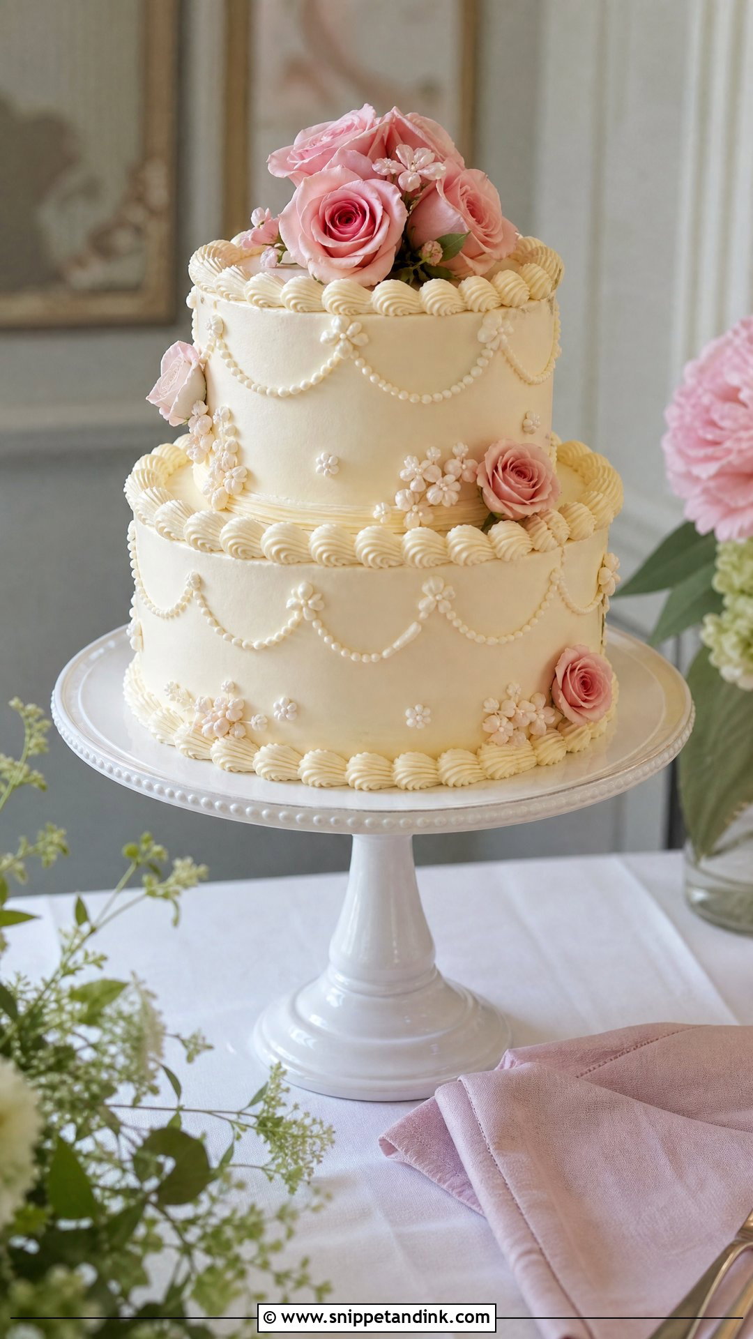 Vintage Two Tier Wedding Cake - Snippet and Ink - 30 Vintage Wedding Cake Ideas
