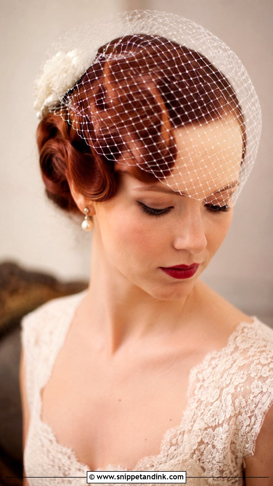 Vintage Updo With Birdcage Veil - Snippet and Ink - 25 Updo with Veil Ideas