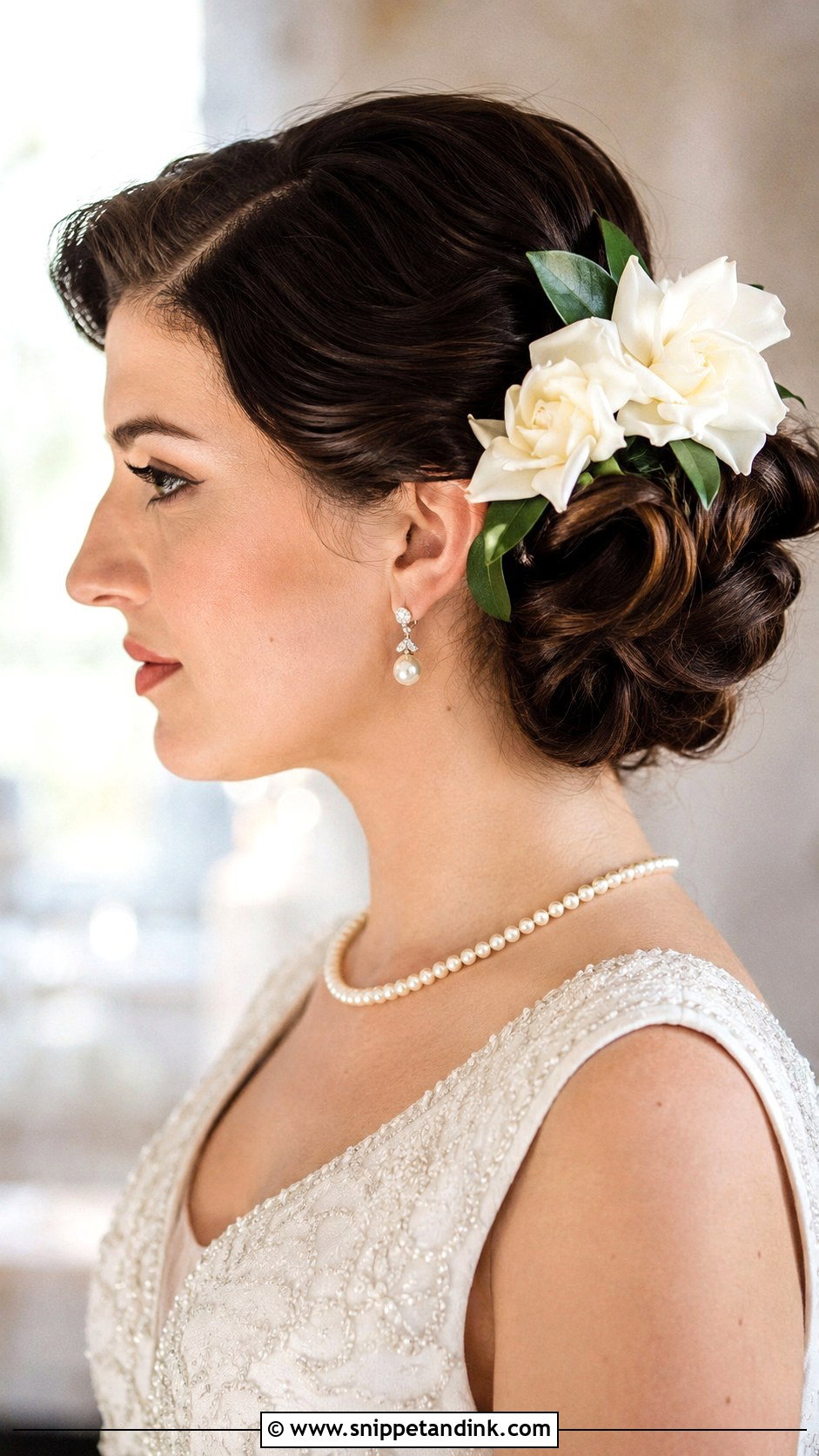 Vintage Updo With Gardenias - Snippet and Ink - 20 Flower Wedding Hairstyles