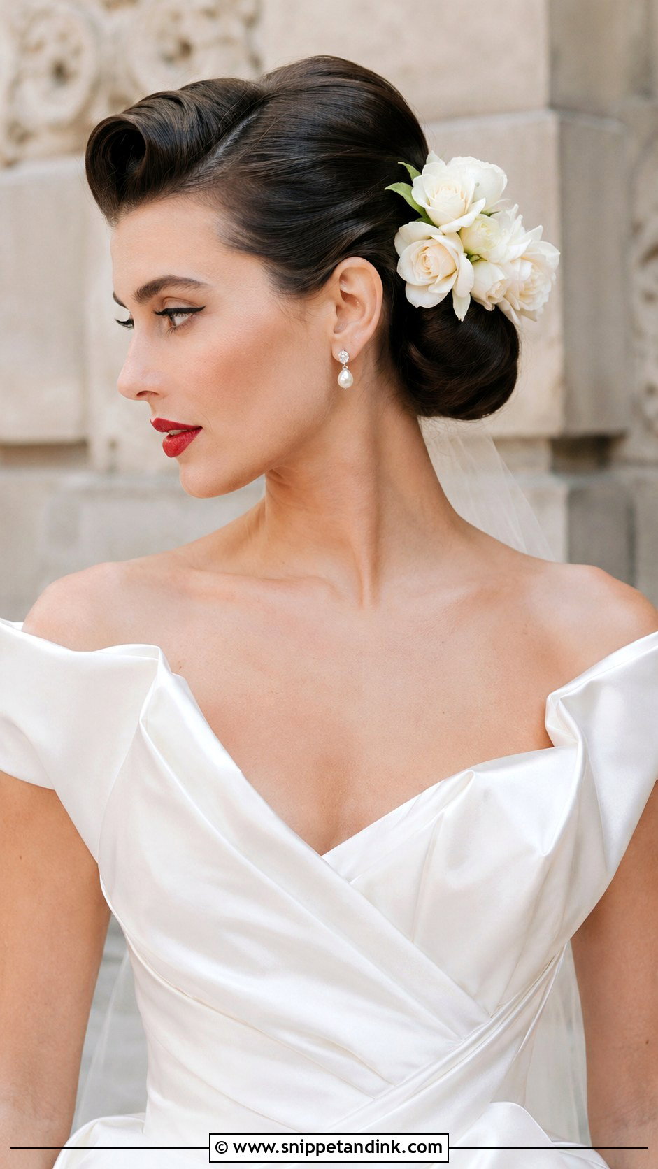 Vintage Updo With Gardenias - Snippet and Ink - 20 Flowers in Hair Wedding