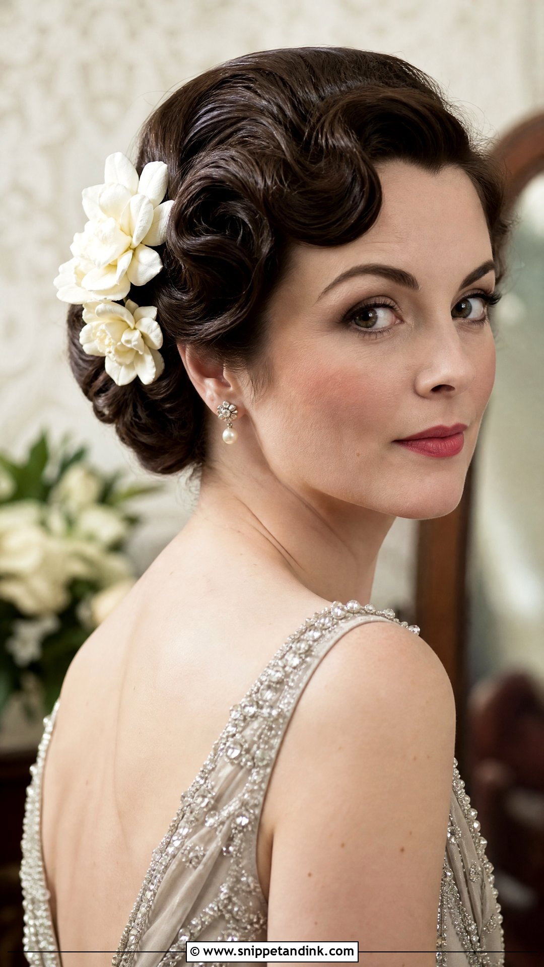 Vintage Updo With Gardenias - Snippet and Ink - 20 Floral Updo Ideas