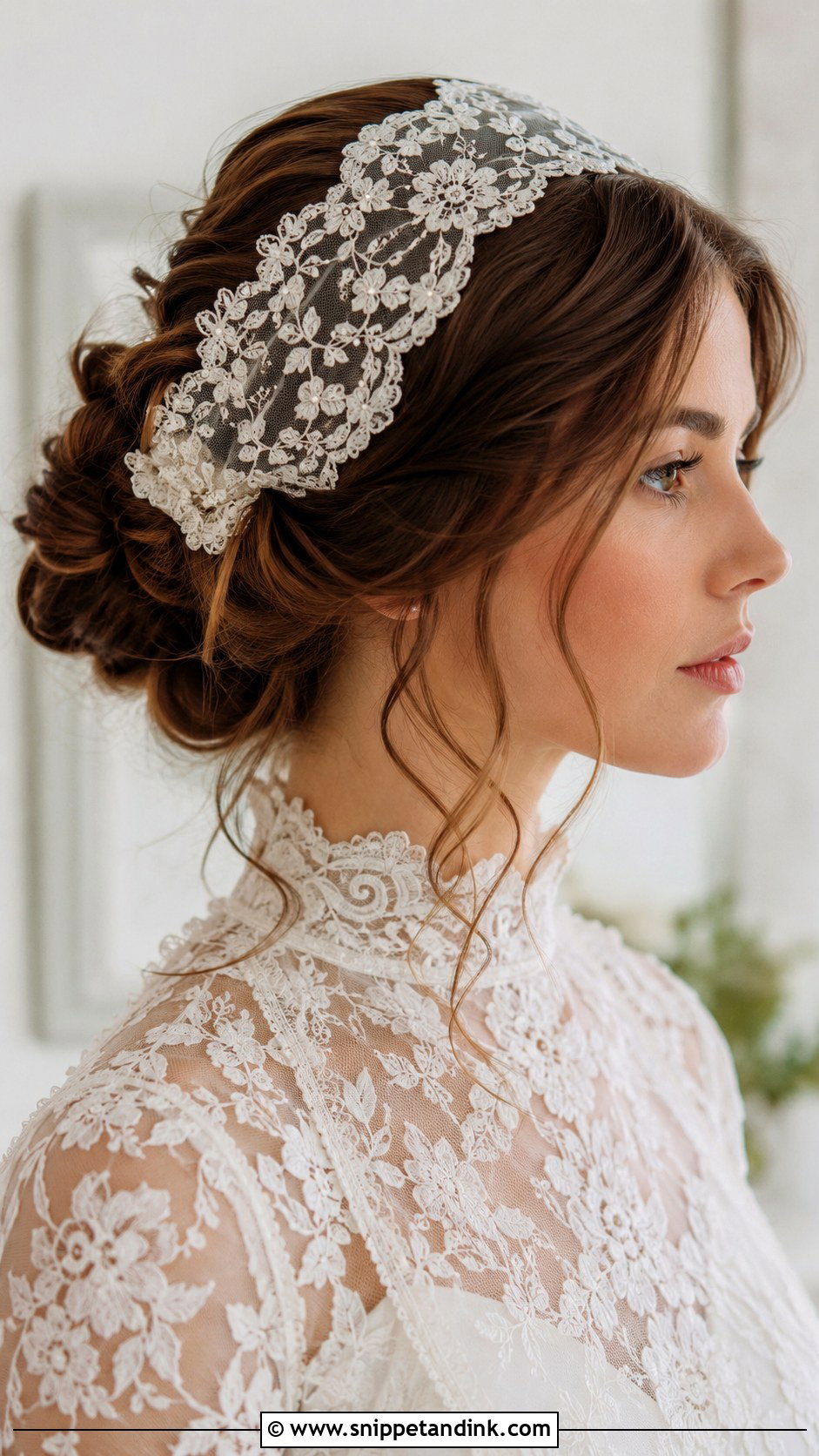 Vintage Updo With Lace Headpiece - Snippet and Ink - 25 Vintage Wedding Hair Ideas