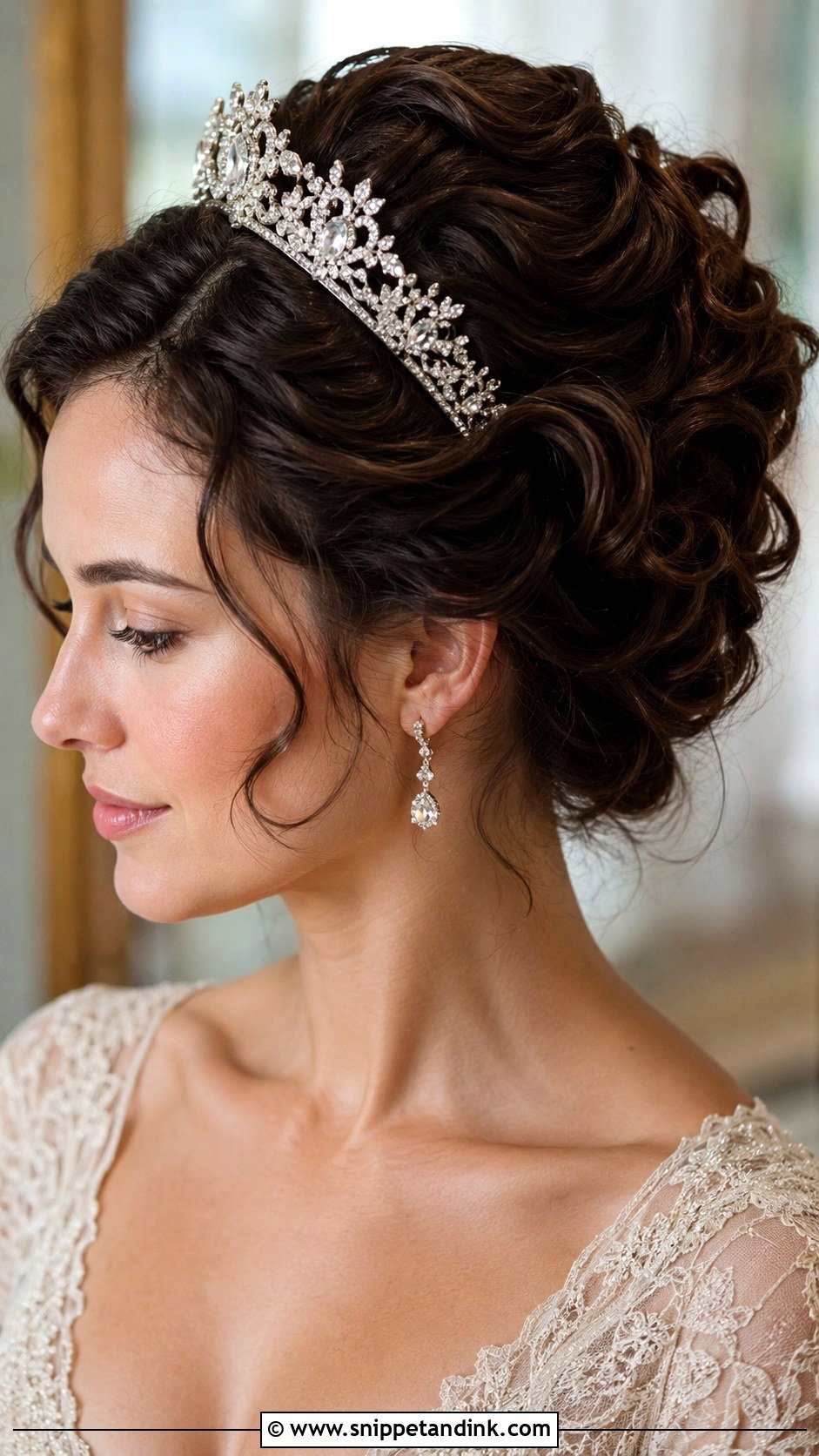 Vintage Updo With Rhinestone Crown - Snippet and Ink - 20 Crown Wedding Hair Ideas