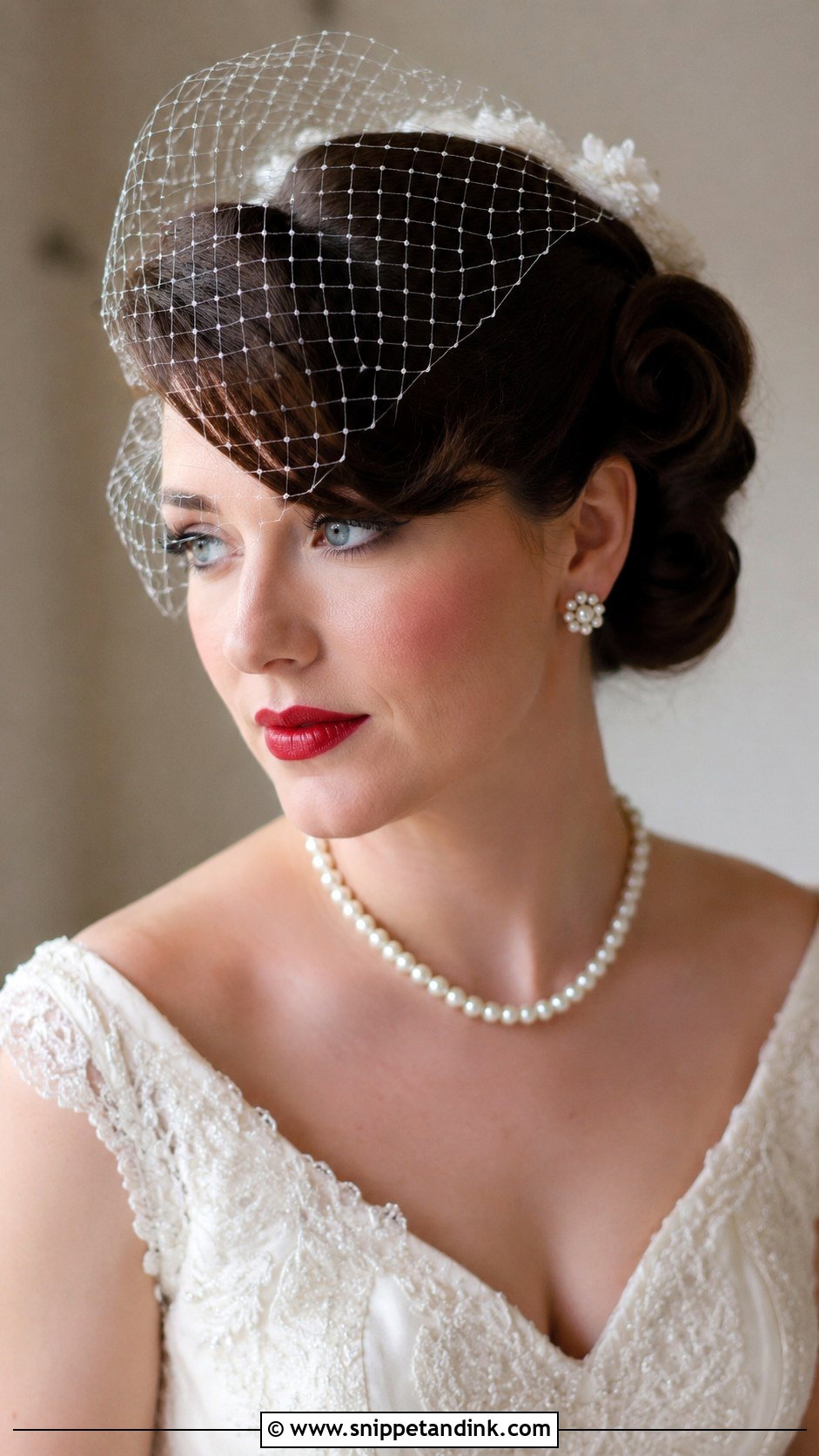 Vintage Updo With Side Bangs - Snippet and Ink - 20 Hairstyles with Bangs for Wedding