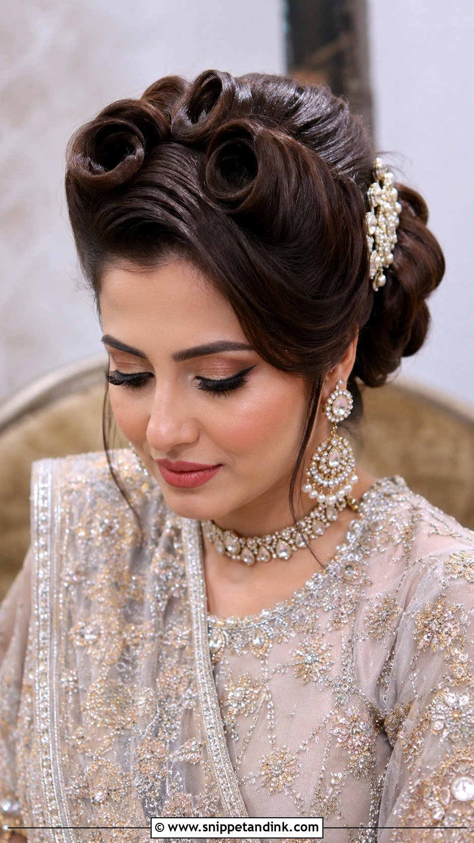 Vintage Victory Rolls Updo - Snippet and Ink - 25 Pakistani Wedding Hairstyles
