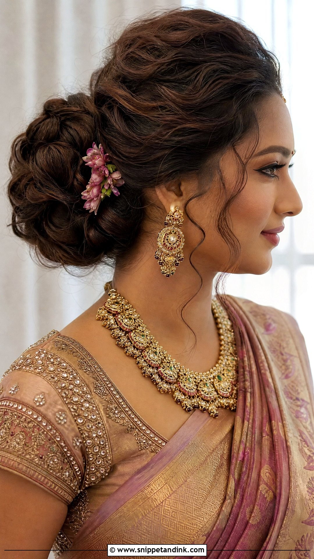 Vintage Voluminous Bun - Snippet and Ink - 20 Indian Wedding Bun Hairstyle Ideas
