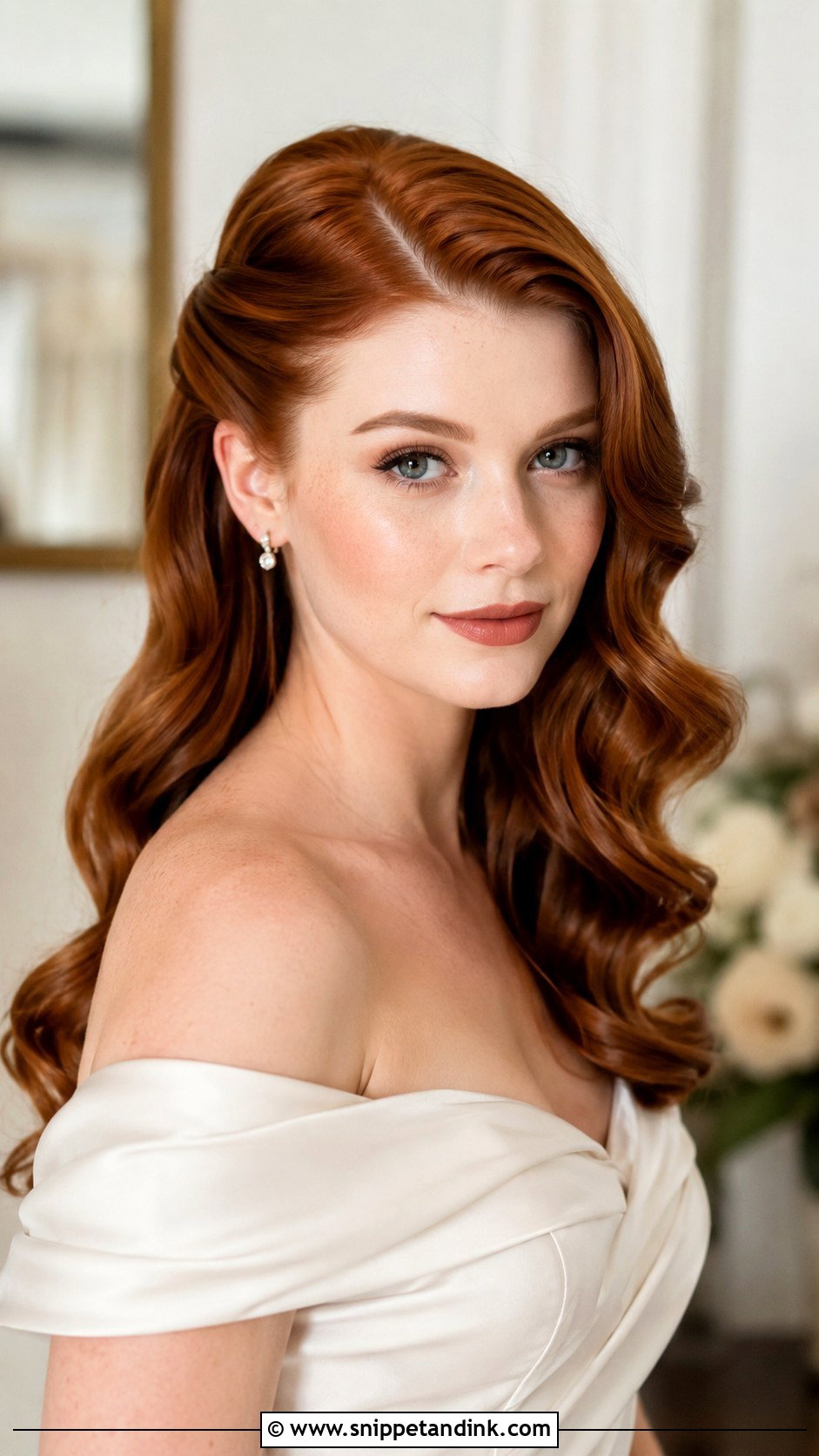 Vintage Waves Bridesmaid Hairstyle With Off Shoulder Dress - Snippet and Ink - 20 Bridesmaid Hairstyles with Off Shoulder Dress