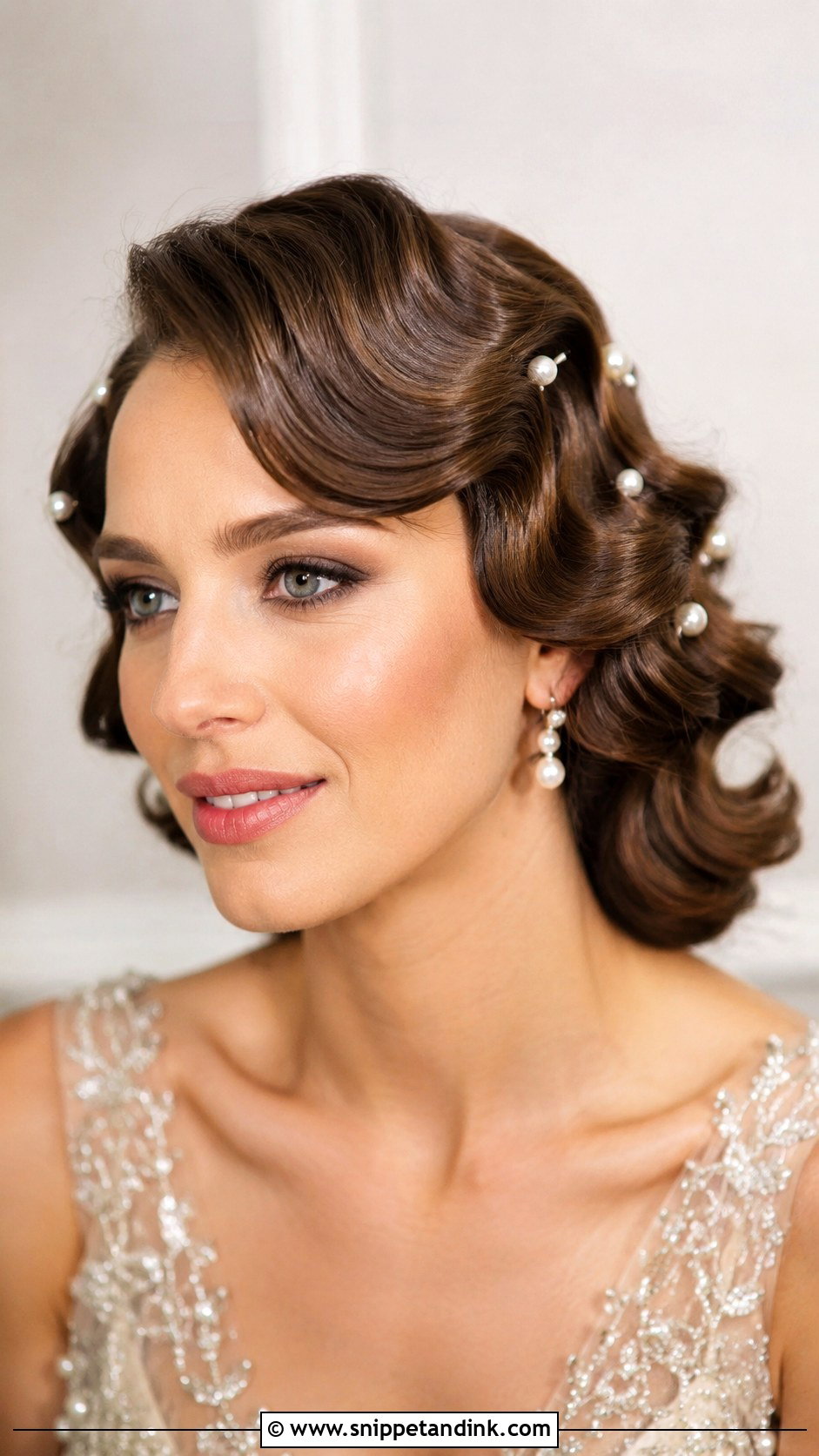 Vintage Waves With Pearl Hair Pins - Snippet and Ink - 25 Vintage Waves Wedding Hair