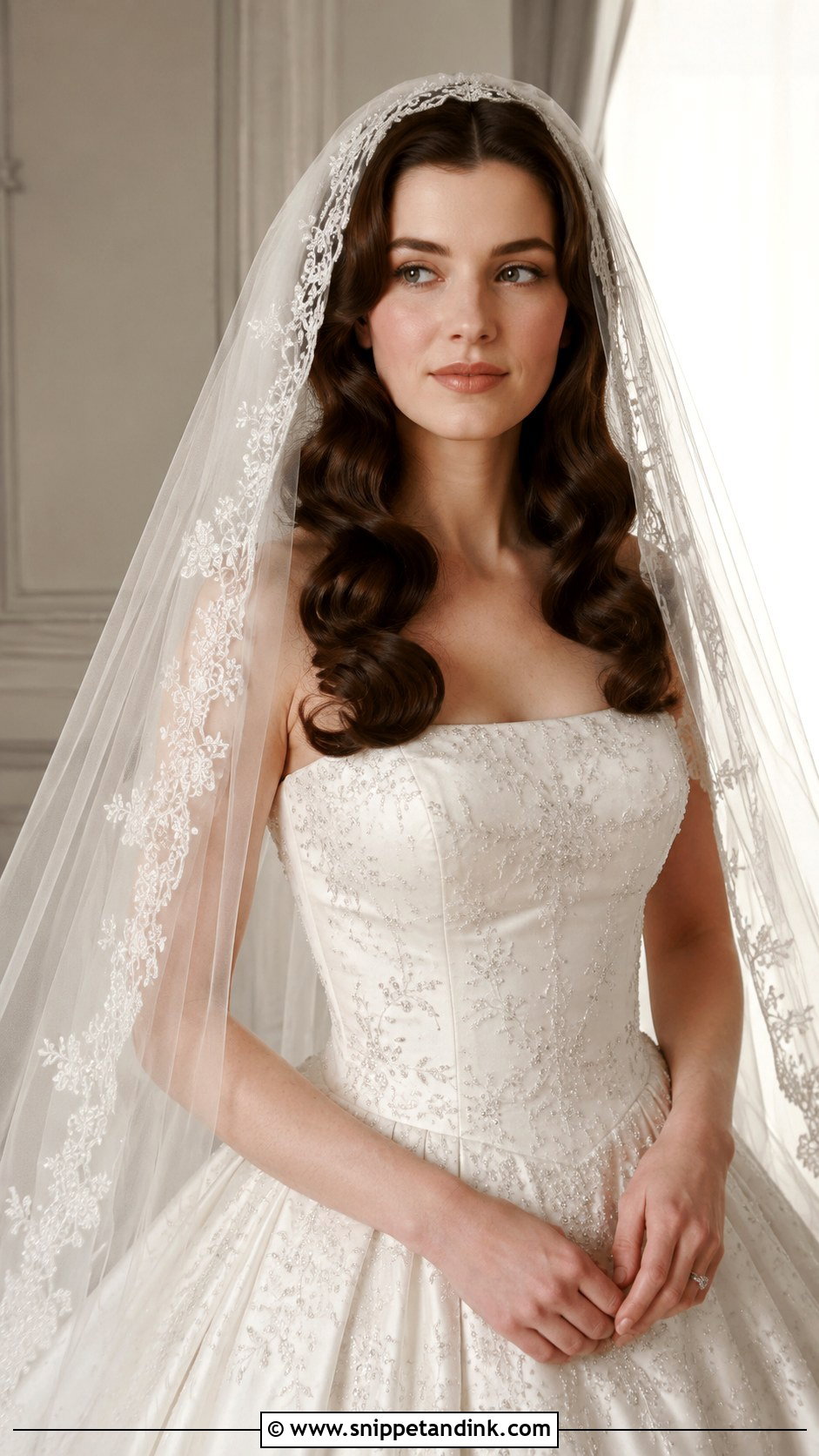 Vintage Waves With a Cathedral Veil - Snippet and Ink - 25 Vintage Waves Wedding Hair