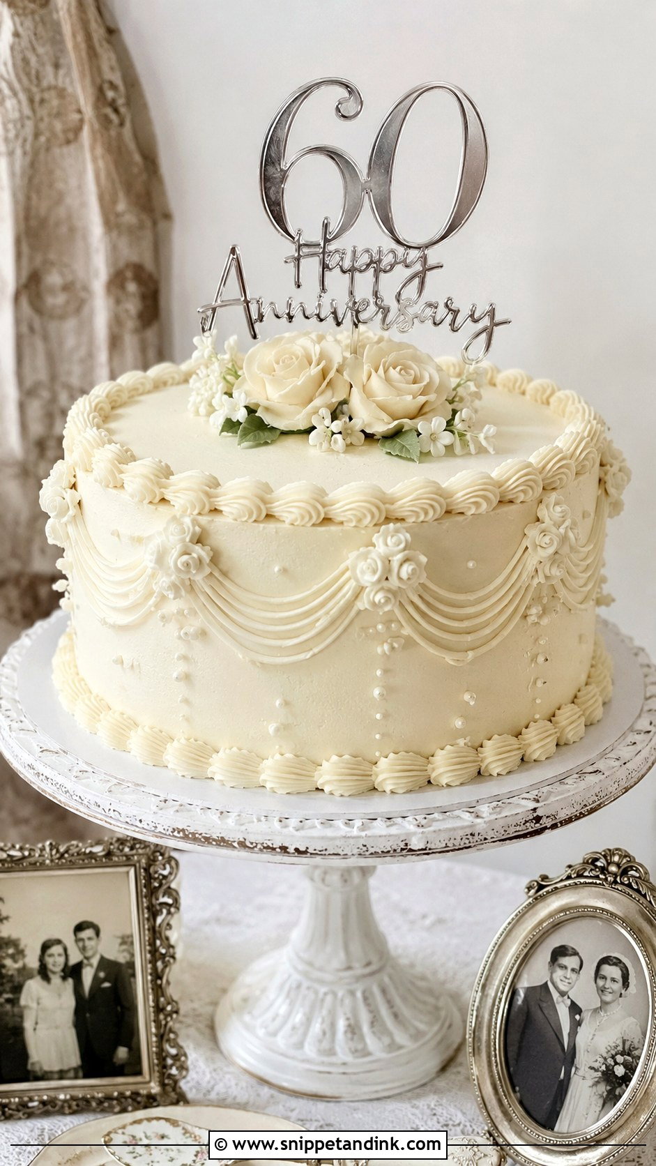 Vintage Wedding Anniversary Cake - Snippet and Ink - 20 60th Wedding Anniversary Cakes