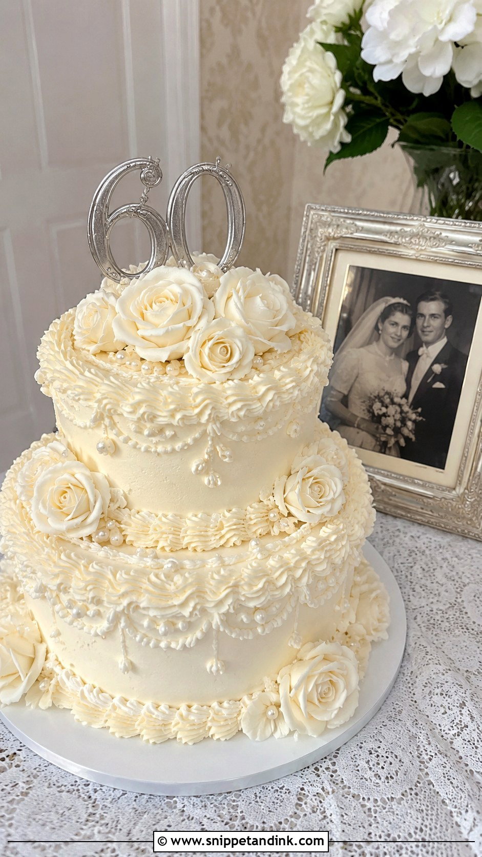 Vintage Wedding Anniversary Cake - Snippet and Ink - 20 60th Wedding Anniversary Cake Ideas