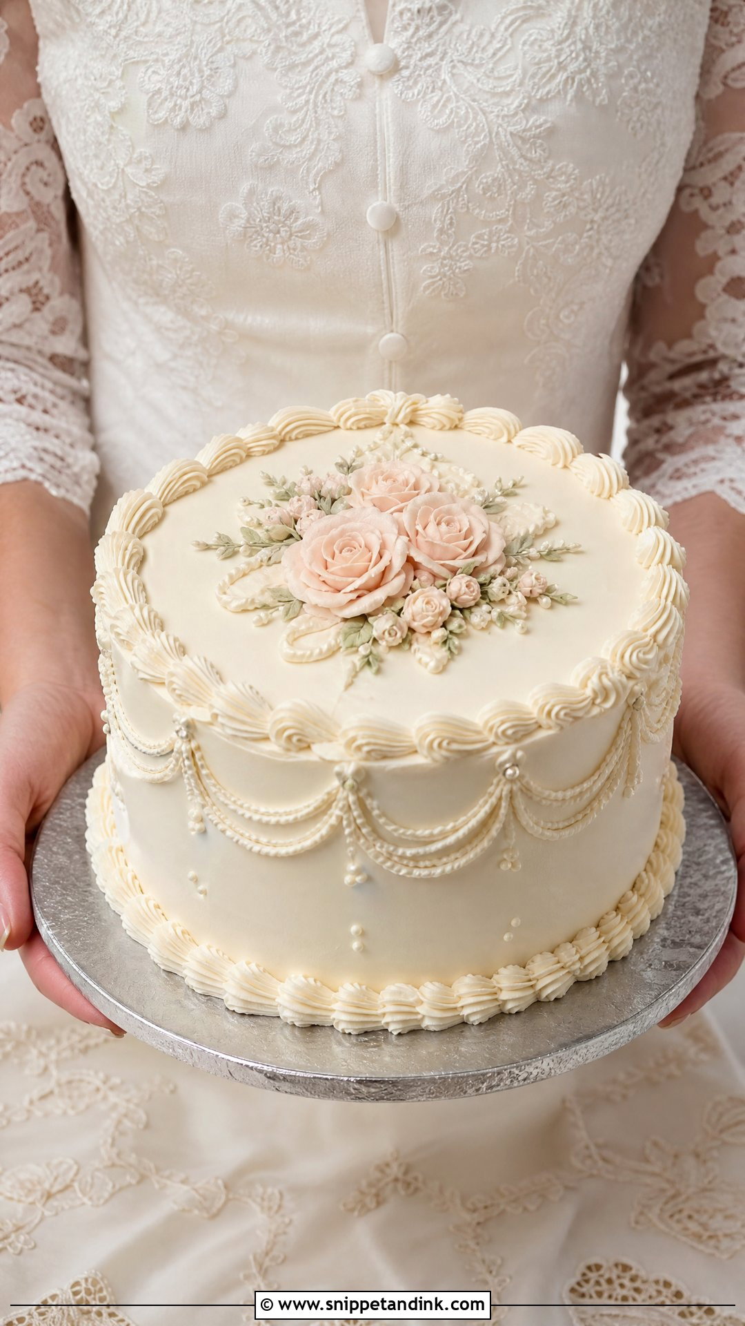 Vintage Wedding Cake - Snippet and Ink - 20 Person Holding Cake Ideas for Wedding