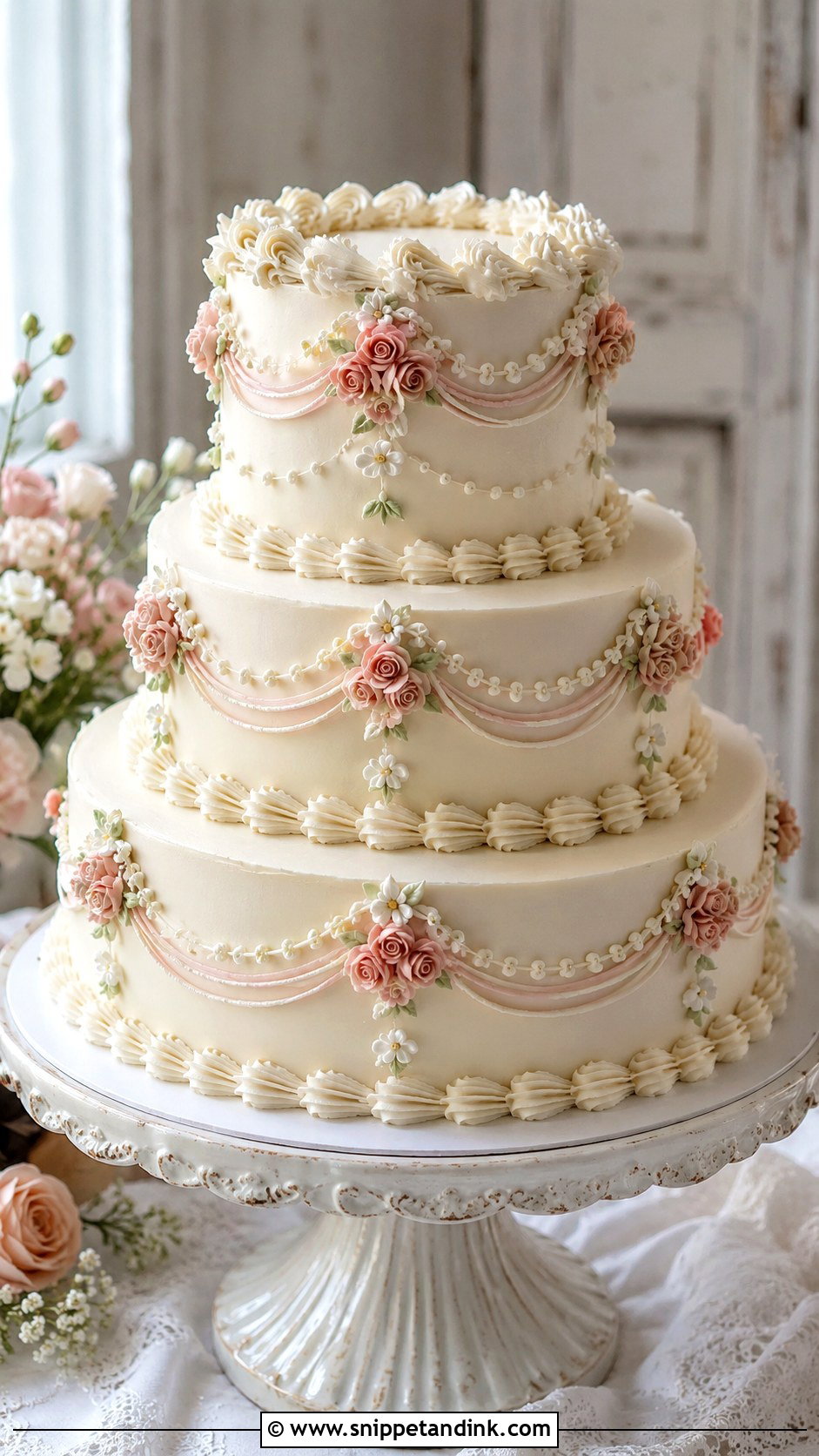 Vintage Wedding Cake - Snippet and Ink - 20 Pretty Cakes for Wedding