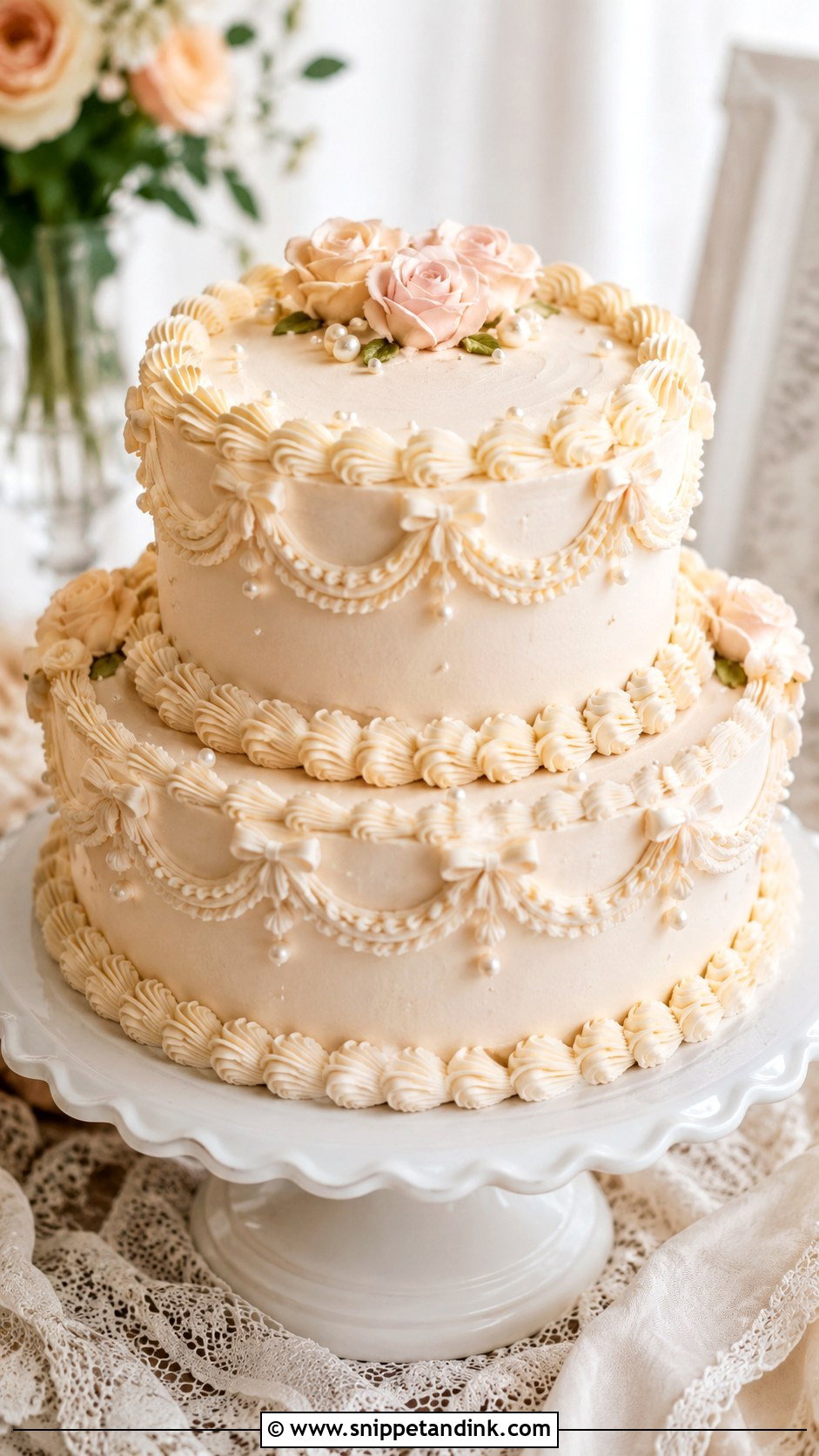 Vintage Wedding Cake - Snippet and Ink - 20 Simple Wedding Cake Decor Ideas