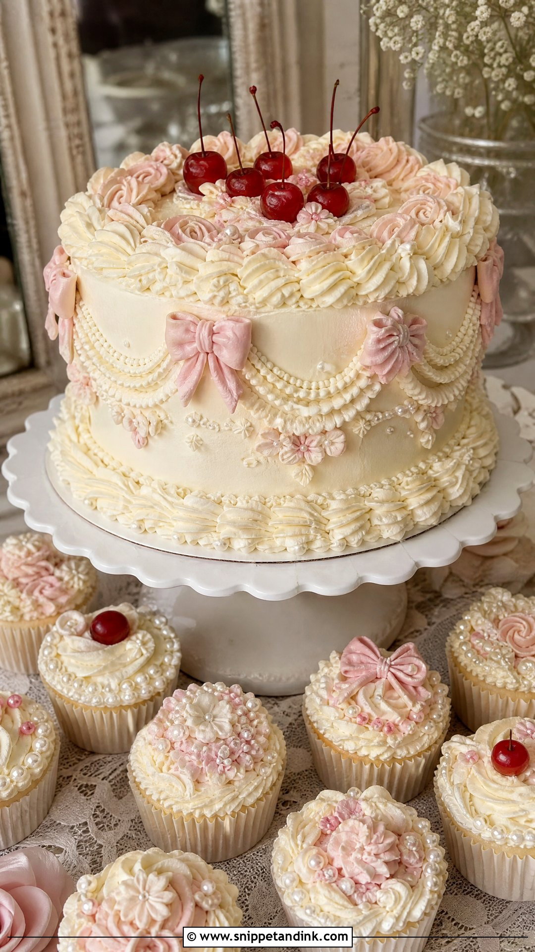 Vintage Wedding Cake And Cupcakes - Snippet and Ink - 20 Wedding Cake and Cupcake Display