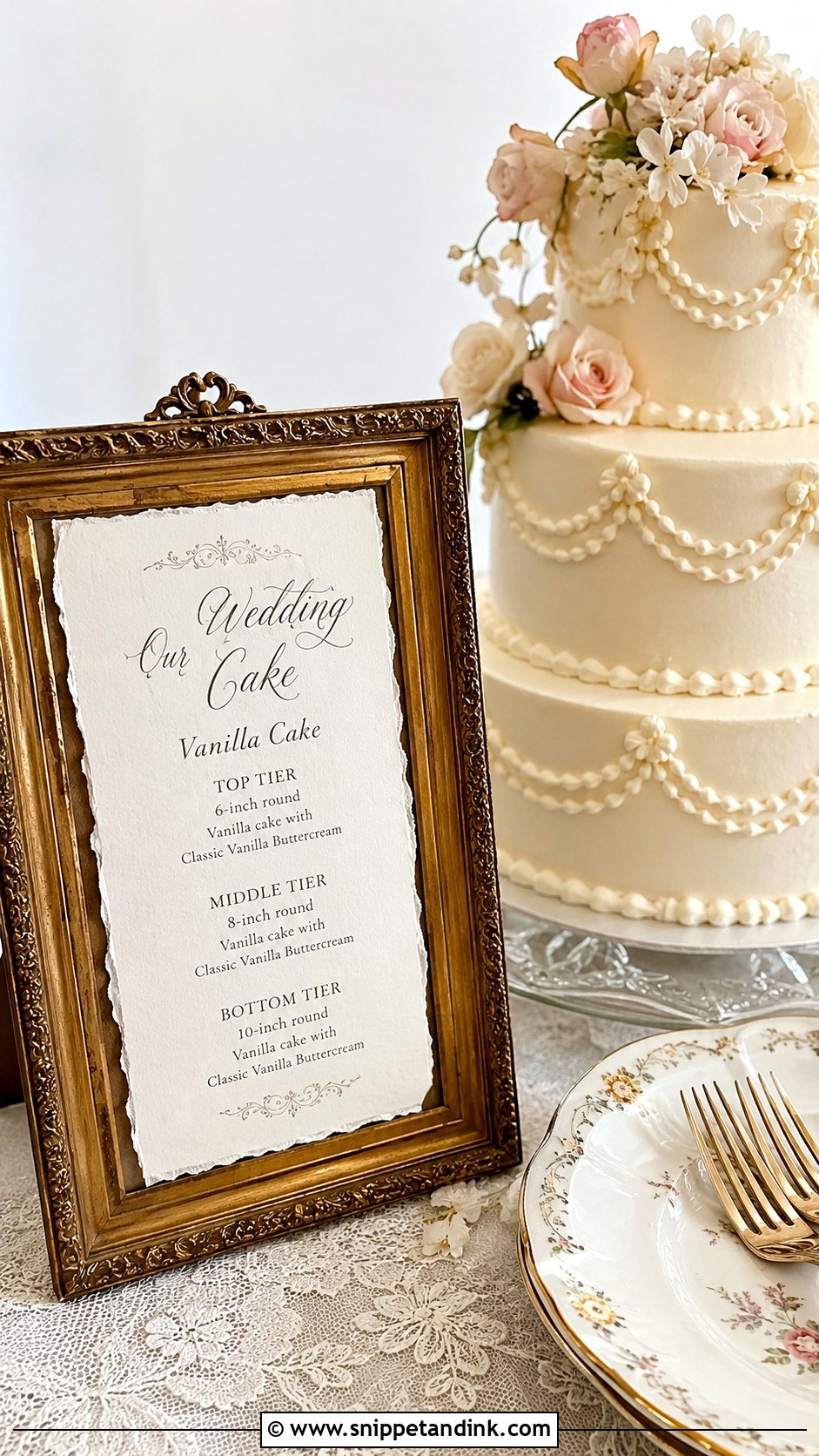 Vintage Wedding Cake Flavor Sign - Snippet and Ink - 20 Wedding Cake Flavour Sign Ideas