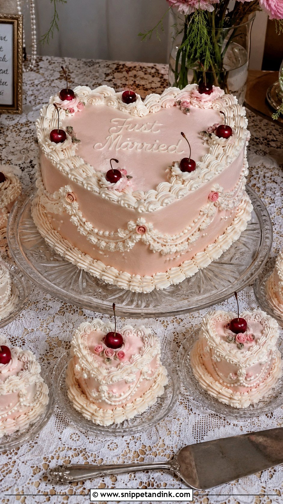Vintage Wedding Cake Station - Snippet and Ink - 20 Wedding Cake Station Ideas