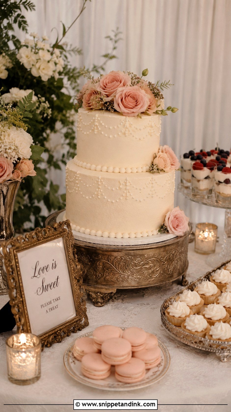 Vintage Wedding Cake Table Display - Snippet and Ink - 20 Vintage Wedding Cake Display