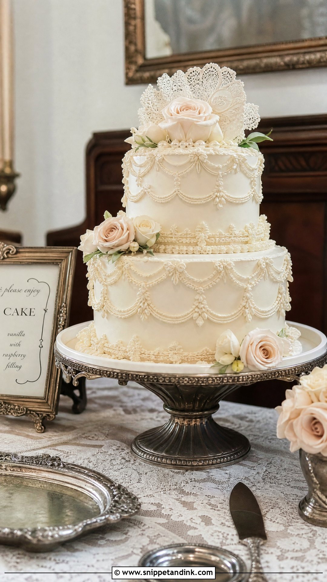 Vintage Wedding Cake Table - Snippet and Ink - 25 Wedding Cake Table Ideas
