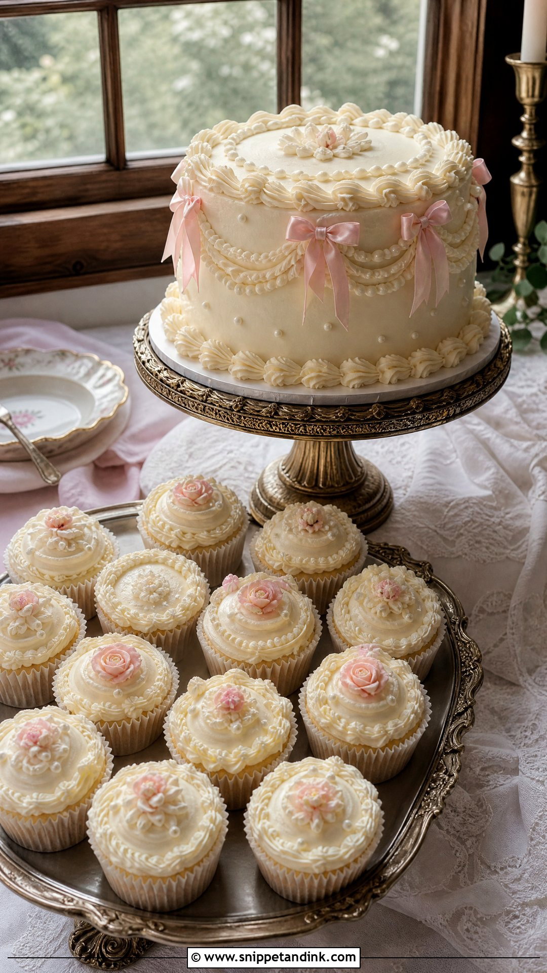 Vintage Wedding Cake With Cupcakes - Snippet and Ink - 20 Wedding Cake with Cupcakes
