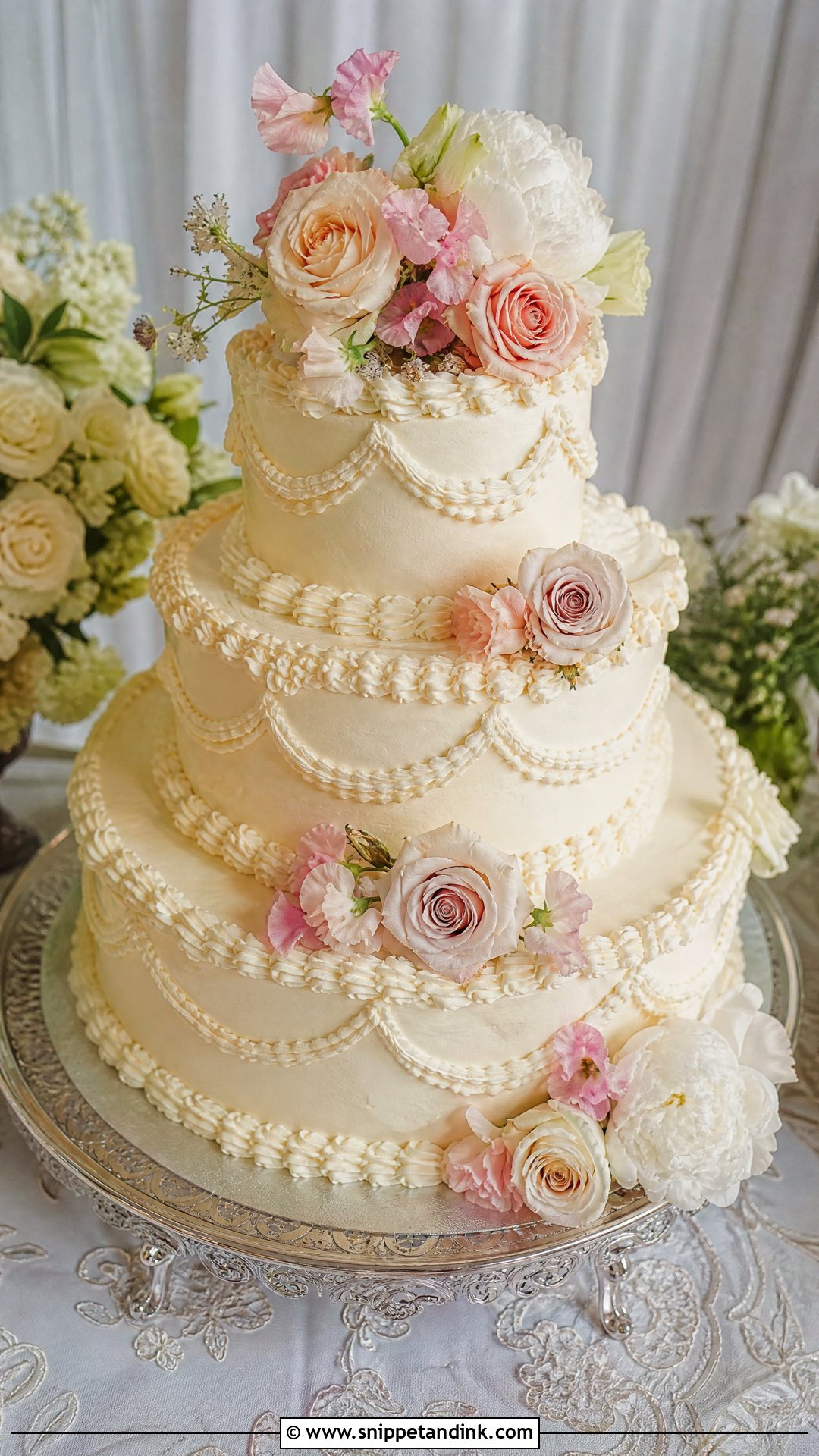 Vintage Wedding Cake With Fresh Flowers - Snippet and Ink - 25 Cake Ideas with Fresh Flowers for Wedding