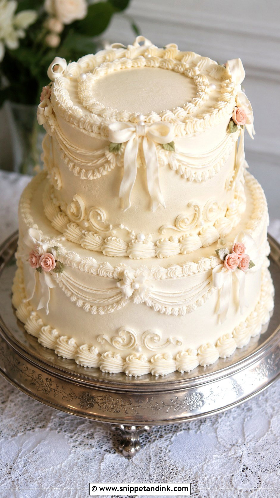 Vintage Wedding Cake With Piping - Snippet and Ink - 20 Most Beautiful Wedding Cakes
