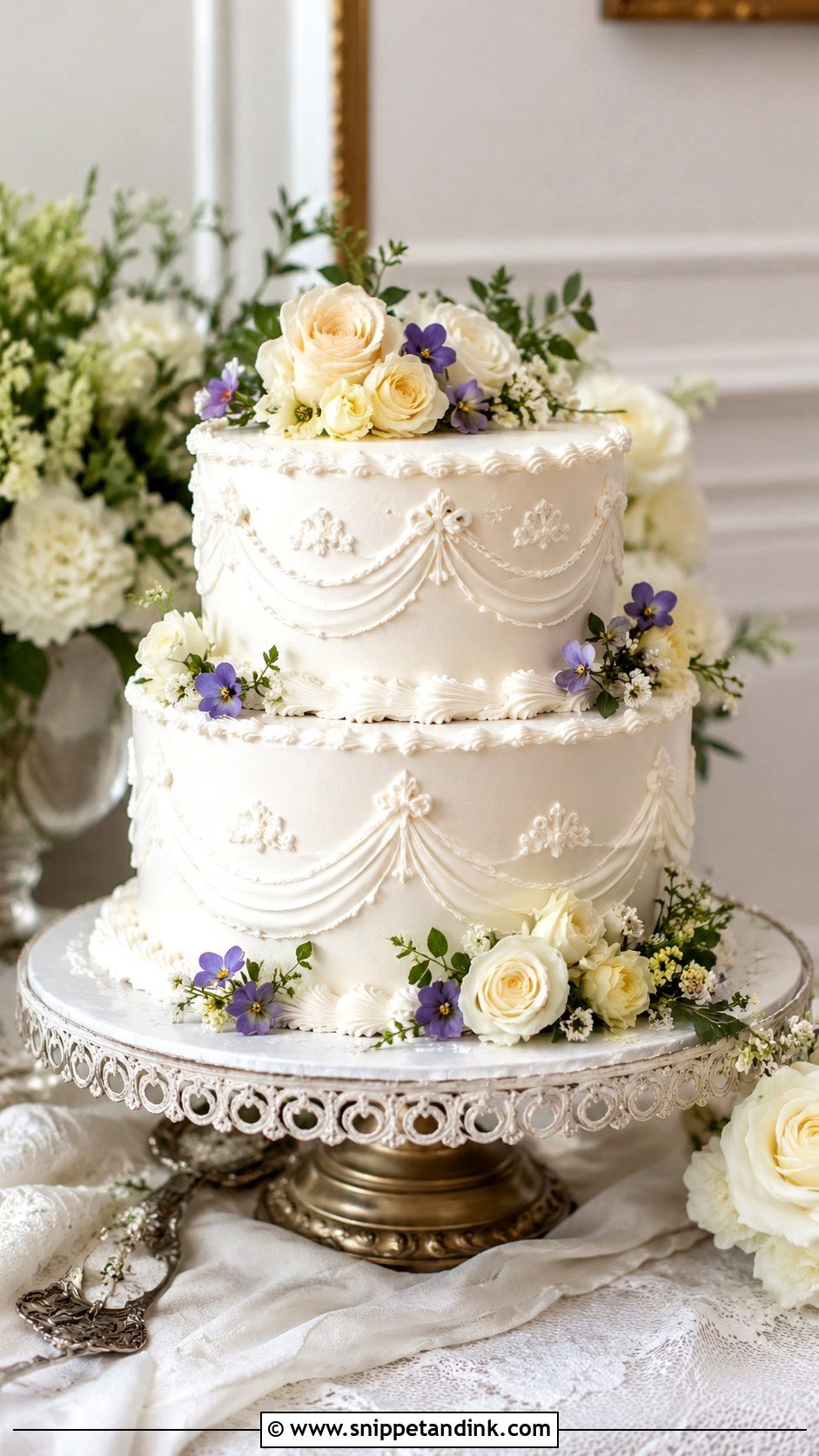 Vintage Wedding Cake With Real Flowers - Snippet and Ink - 20 Cakes with Real Flowers for Wedding