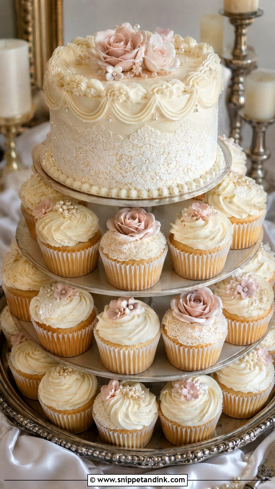 Vintage Wedding Cupcake Cake - Snippet and Ink - 20 Large Cupcake Cakes for Wedding