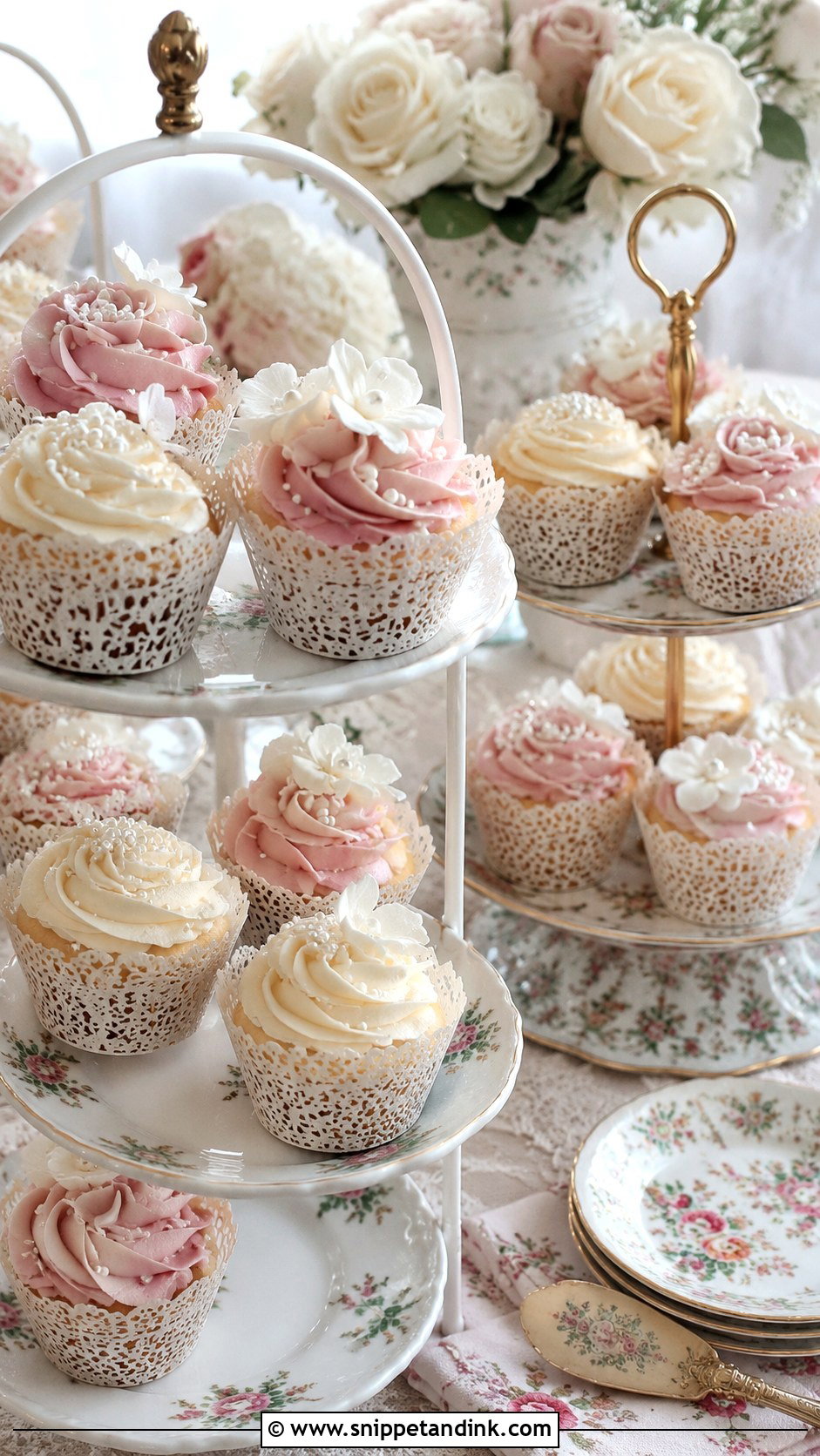 Vintage Wedding Cupcake Stand - Snippet and Ink - 20 Wedding Cake Cupcakes Display Ideas