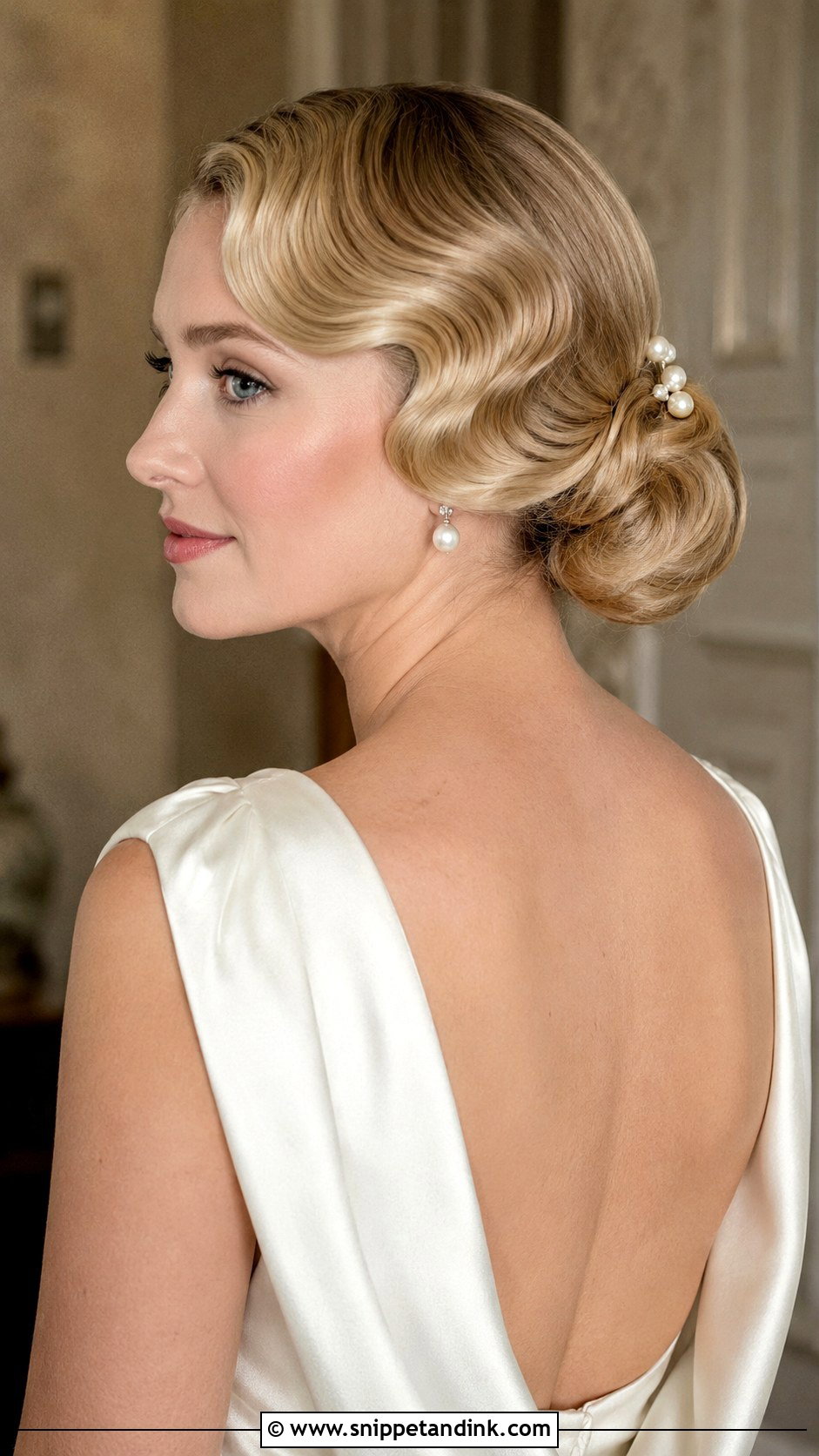 Vintage Wedding Finger Wave Low Bun - Snippet and Ink - 15 Vintage Wedding Hair Updo Ideas