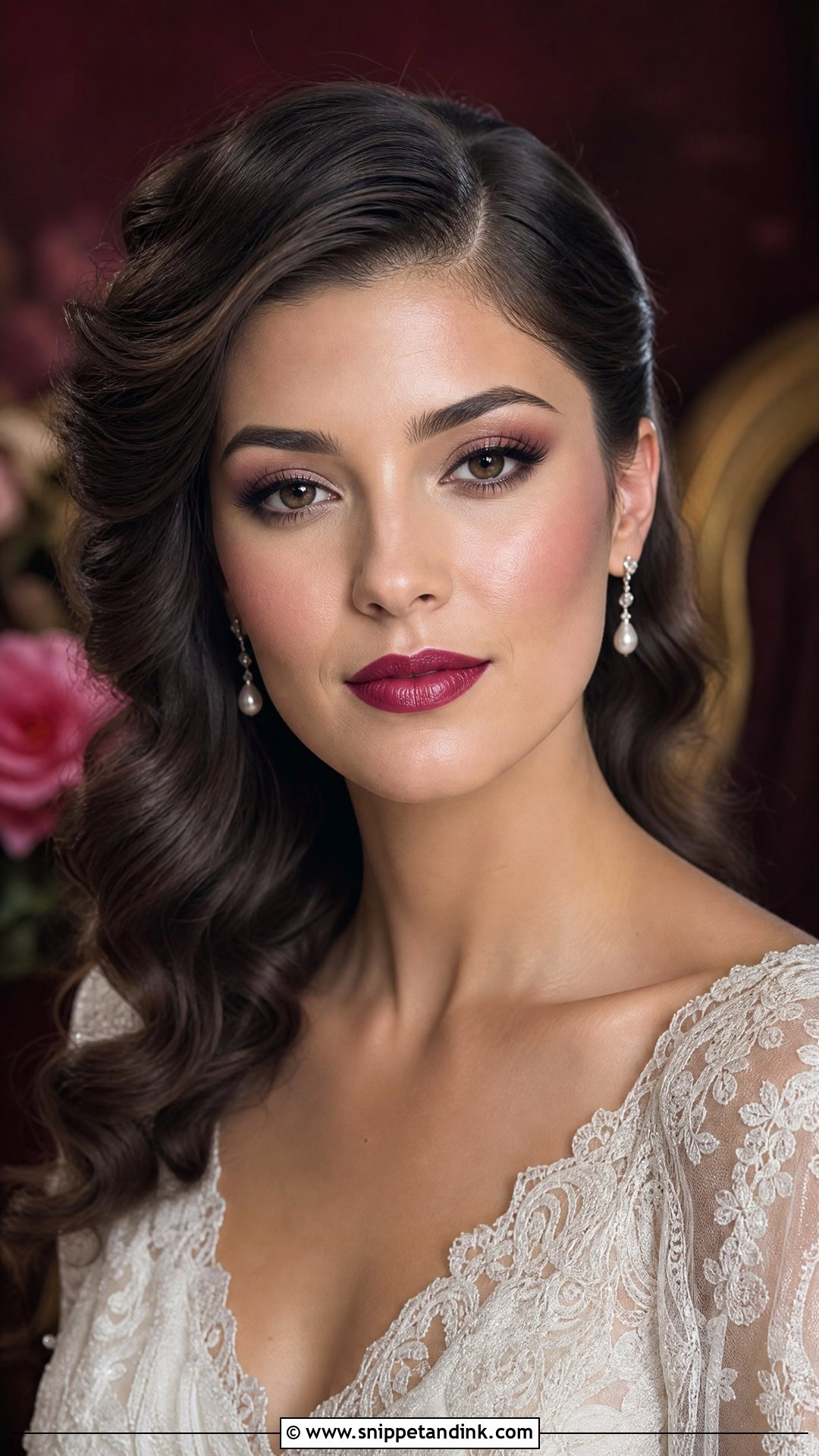 Vintage Wedding Makeup With Berry Lip - Snippet and Ink - 25 Vintage Wedding Makeup Ideas