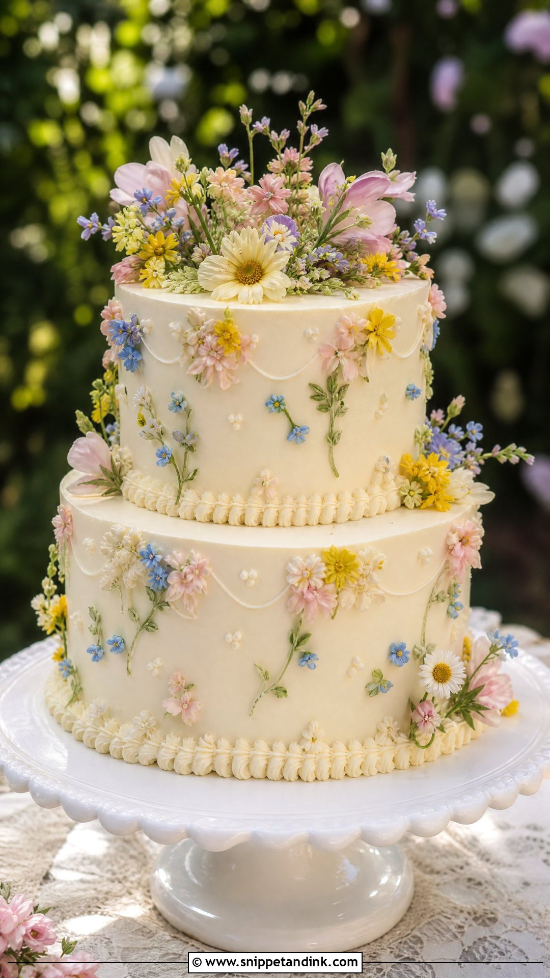 Vintage Wildflower Wedding Cake - Snippet and Ink - 20 Wildflower Cakes for Wedding