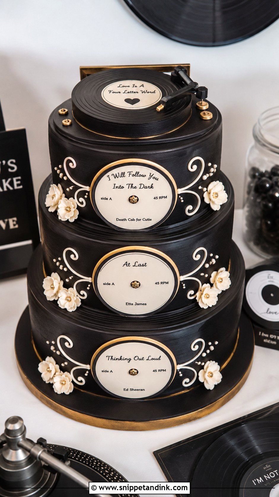 Vinyl Record Wedding Cake - Snippet and Ink - 20 Rock and Roll Wedding Cake Ideas