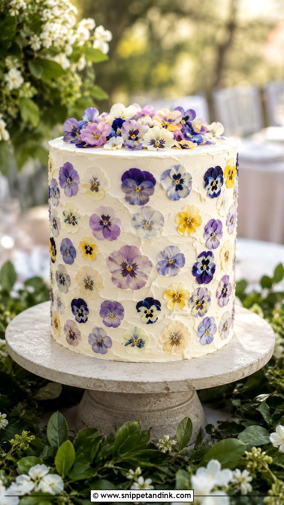 Viola Wedding Cake - Snippet and Ink - 20 Edible Flowers on Cake Ideas for Wedding