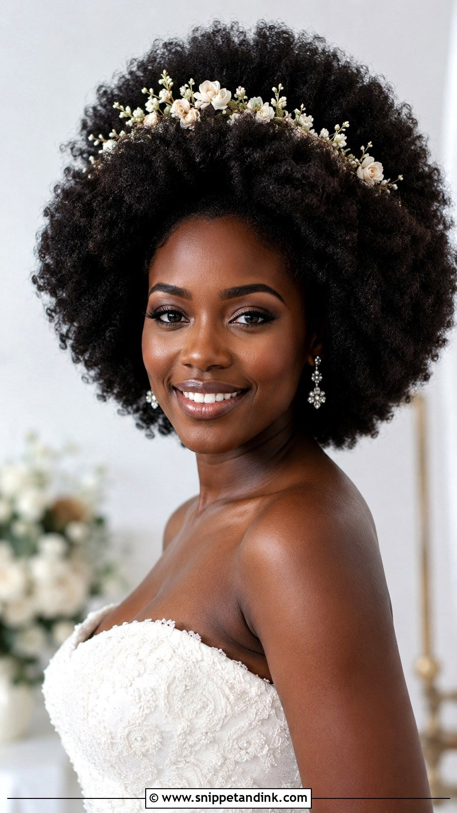 Voluminous Afro Bridal Look - Snippet and Ink - 30 Natural Hair Wedding Ideas