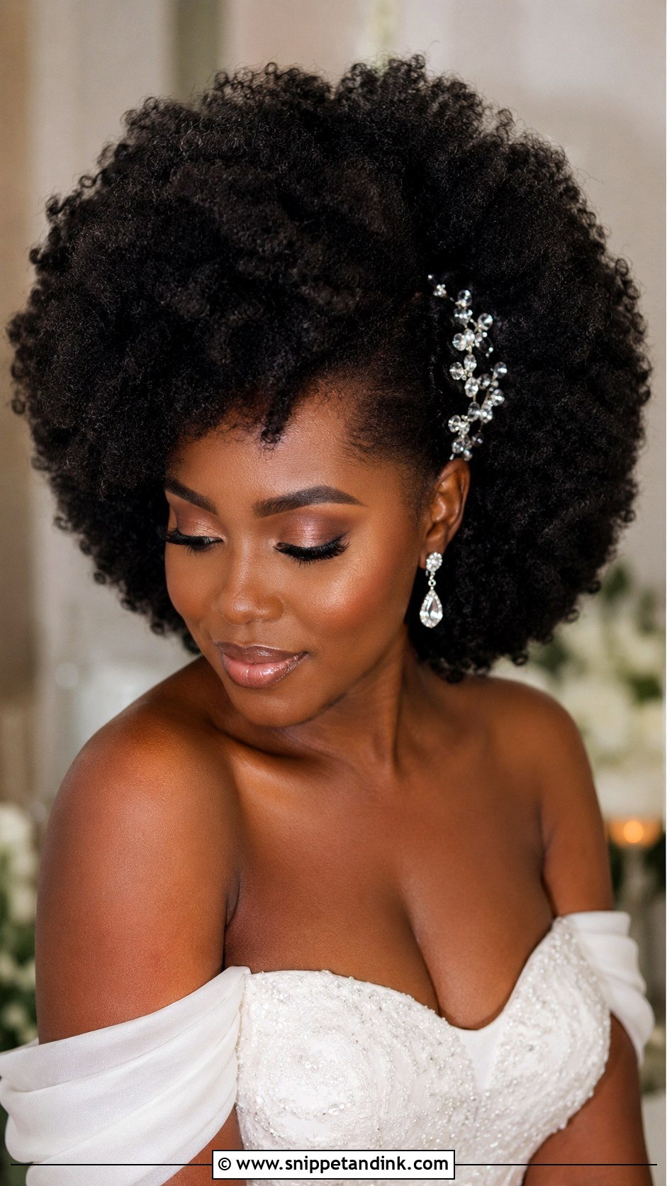 Voluminous Afro Out for Brides - Snippet and Ink - 20 Afro Wedding Hair Ideas