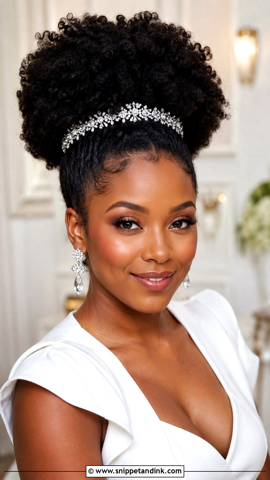 Voluminous Afro Puff Crown - Snippet and Ink - 20 Afro Wedding Hairstyles Brides