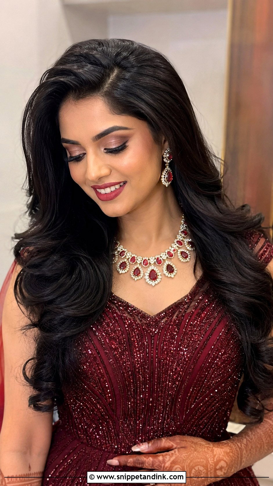 Voluminous Blow Dry Open Hair - Snippet and Ink - 25 Open Hair Indian Bride Ideas