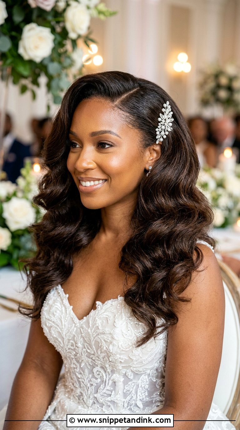 Voluminous Blowout With Side Part - Snippet and Ink - 20 Bridal Hairstyles for Black Women