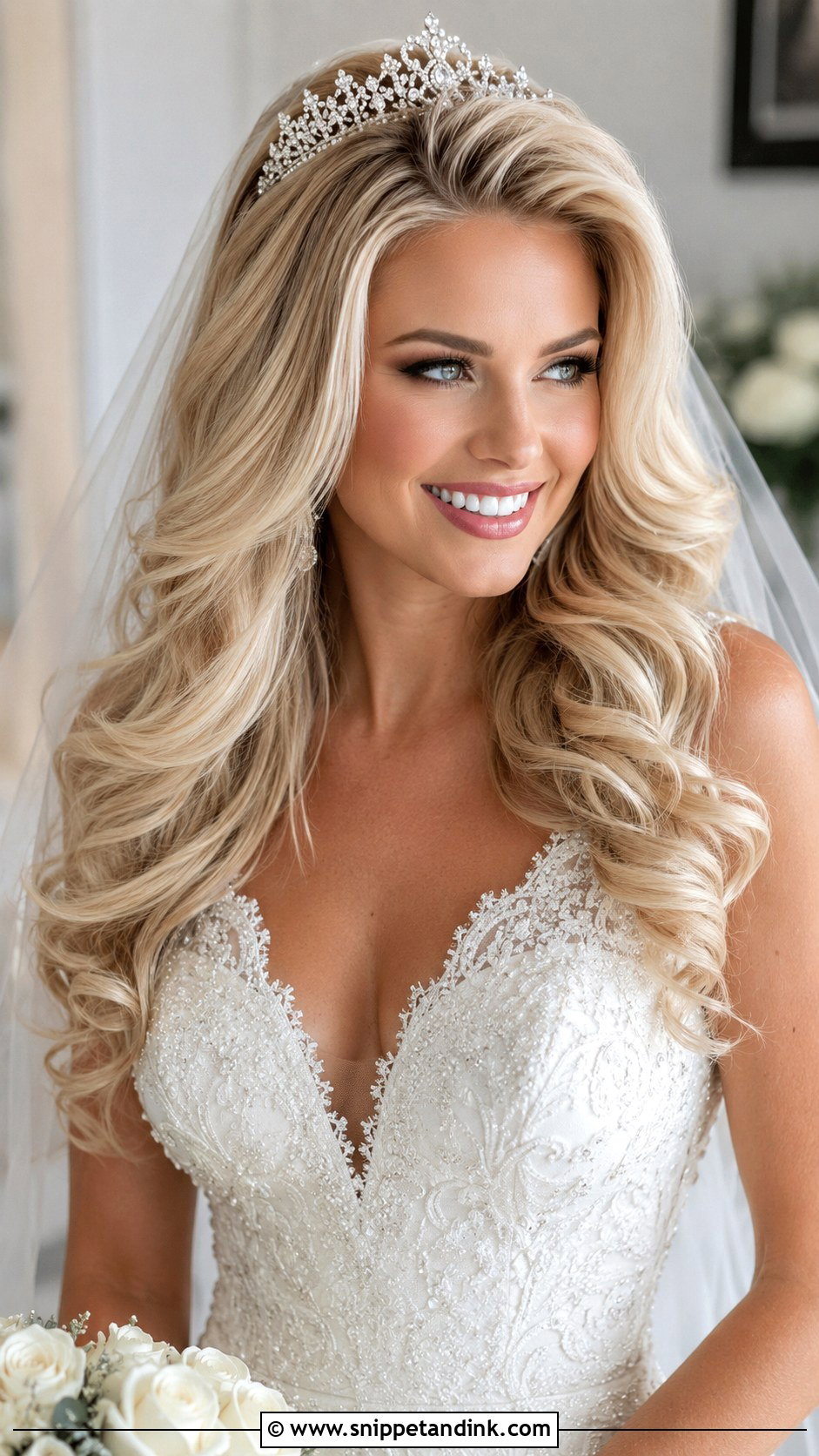 Voluminous Blowout With Tiara - Snippet and Ink - 30 Wedding Hairstyles with Crown