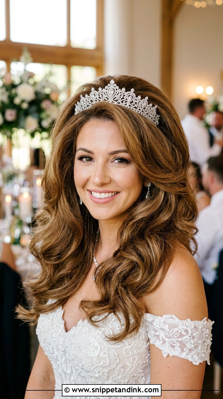 Voluminous Blowout with Tiara - Snippet and Ink - 20 Bridal Hair with Crown Ideas