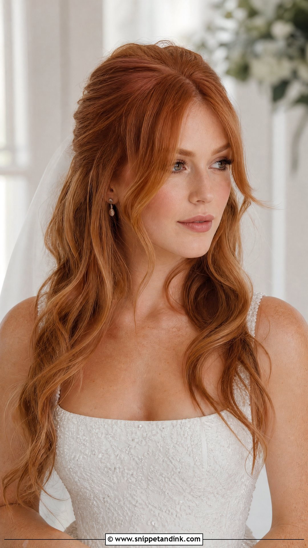 Voluminous Bridal Hair With Curtain Bangs - Snippet and Ink - 20 Voluminous Bridal Hair Ideas