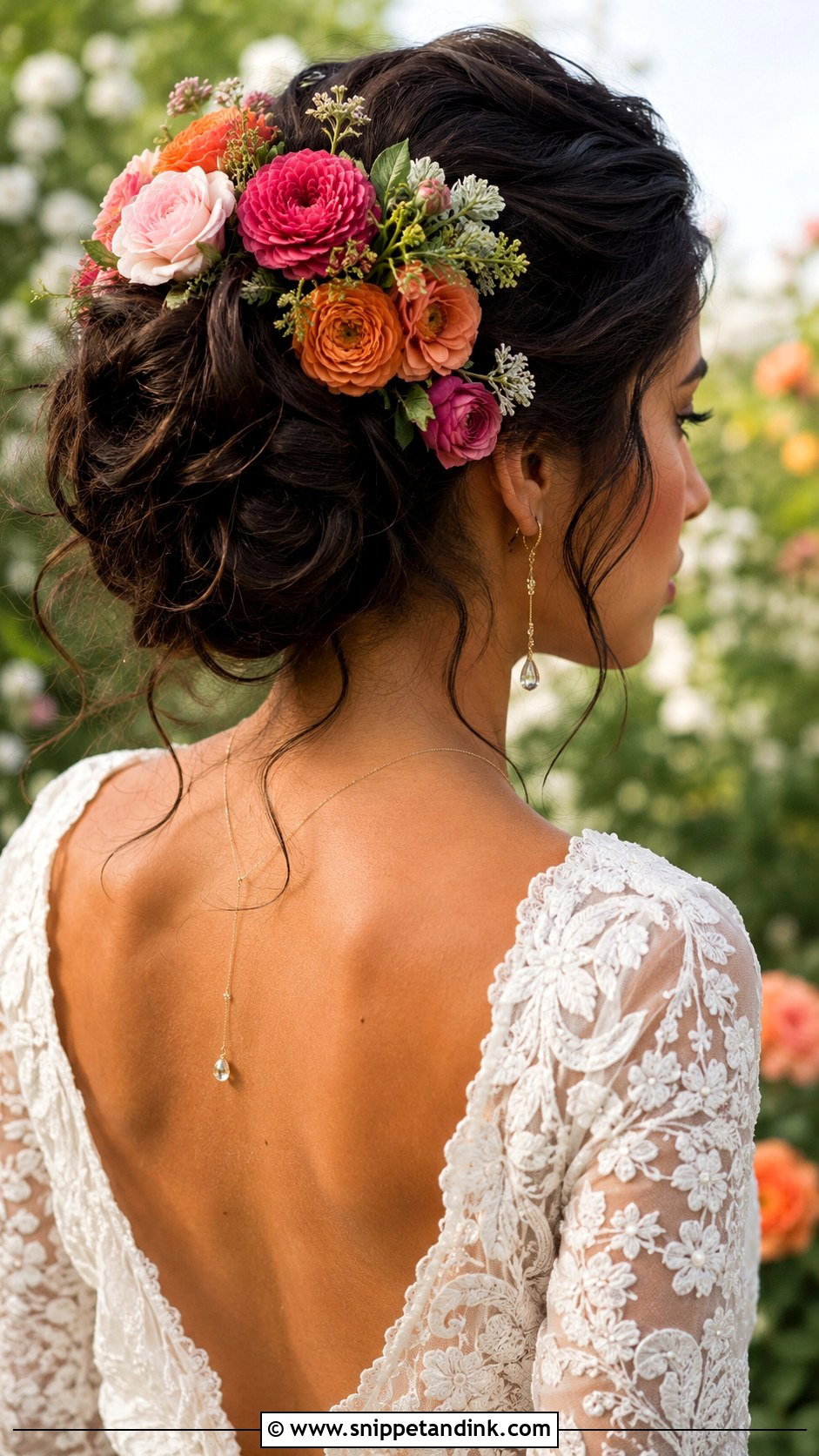 Voluminous Bun with Garden Flowers - Snippet and Ink - 20 Bridal Hair Buns with Flowers